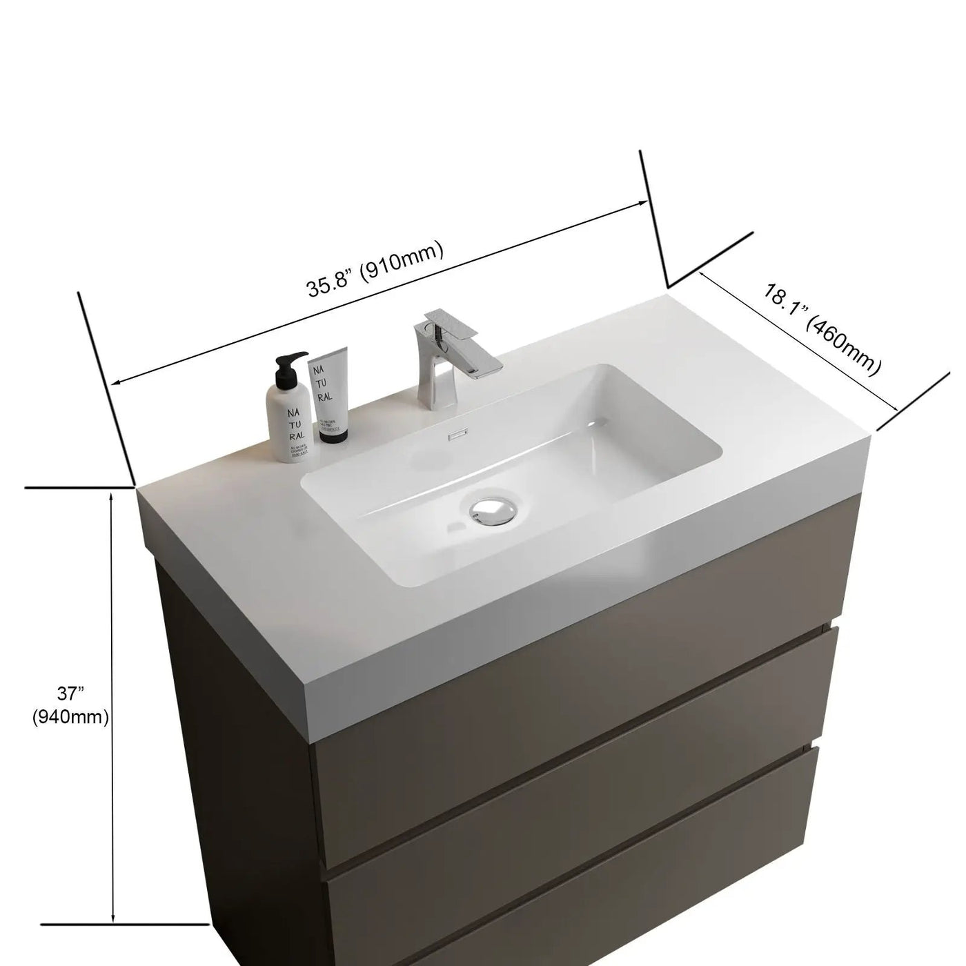 Alice - Bathroom Vanity With Sink, Large Storage Freestanding Bathroom Vanity For Modern Bathroom, One-Piece Sink Basin Without Drain And Faucet by HouseOfZazla