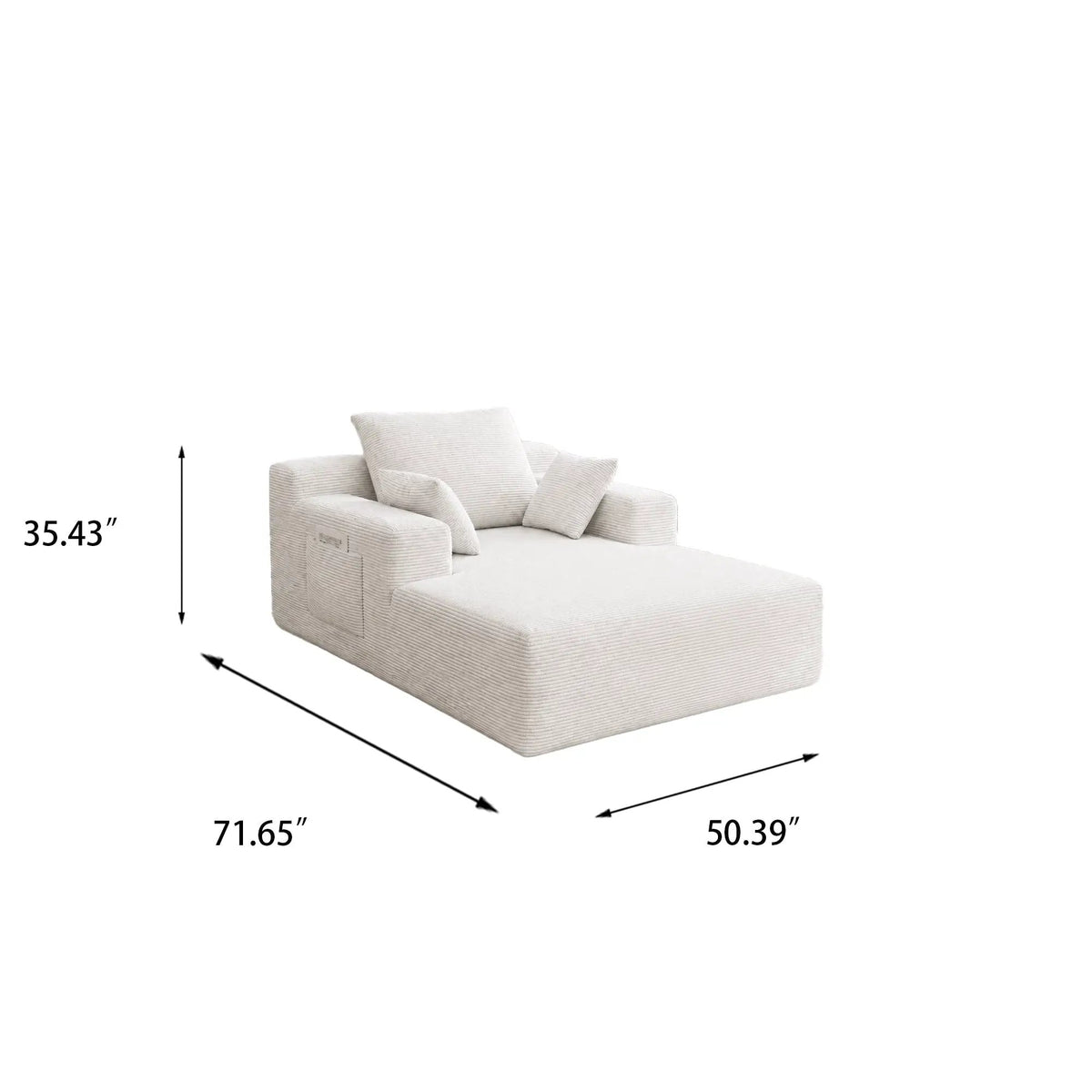 71.65'' Corduroy Chaise Lounge Sofa with Cup Holders & Storage Pocket by HouseOfZazla