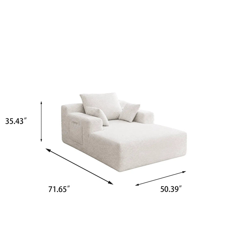 71.65'' Corduroy Chaise Lounge Sofa with Cup Holders & Storage Pocket by HouseOfZazla