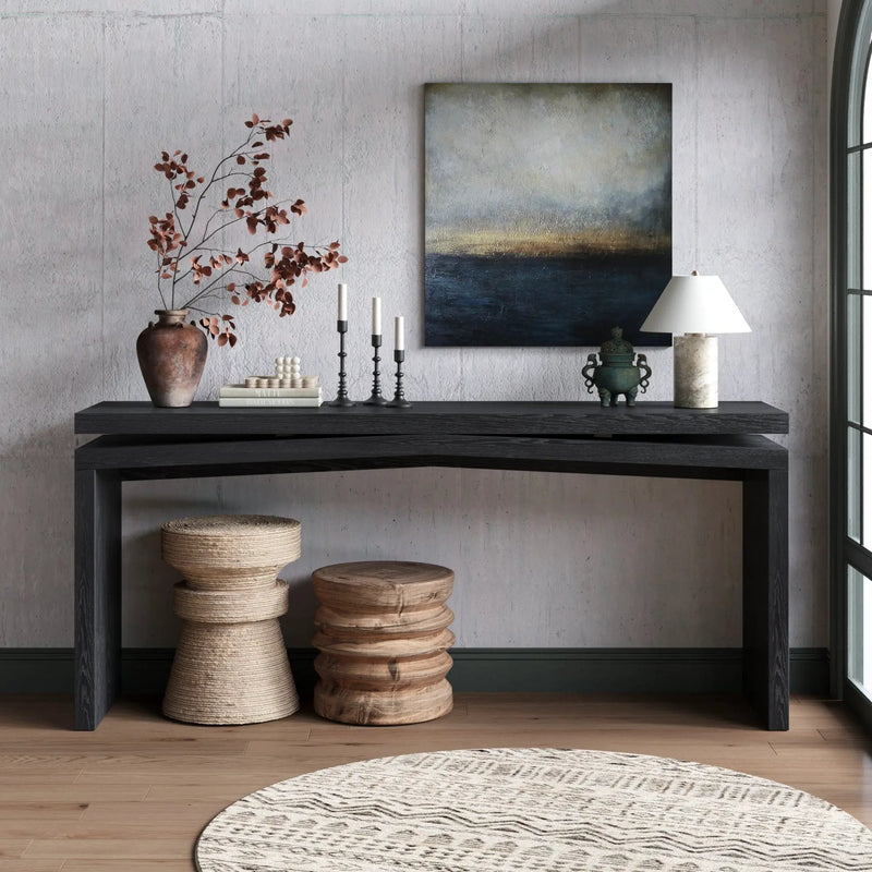65-Inch Rustic Solid Wood Veneer Console Table by HouseOfZazla