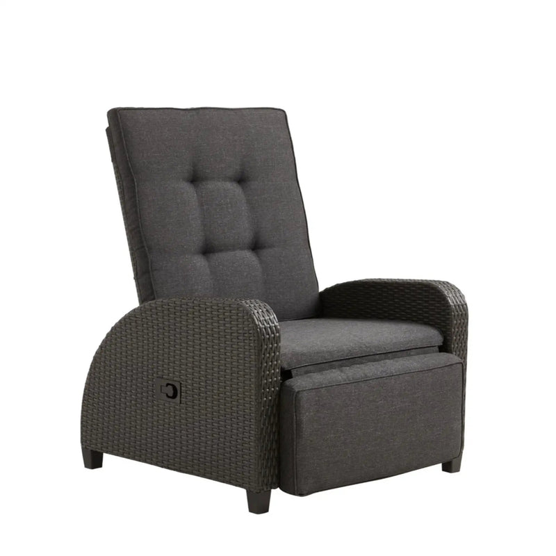 Adjustable Outdoor Lounge Chair, Plush Cushions & Extendable Footrest - Gray by HouseOfZazla