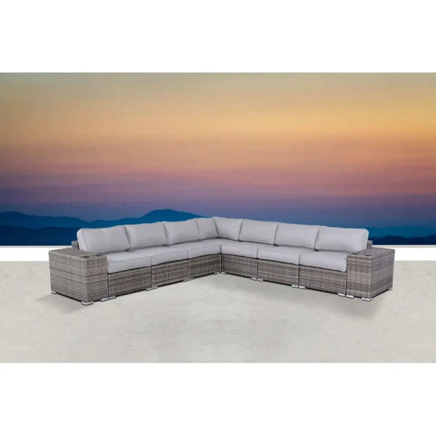 Minnesota - 9 Piece Sectional Sofa Set With Cushions - Gray Mix by Unique Piece Furniture