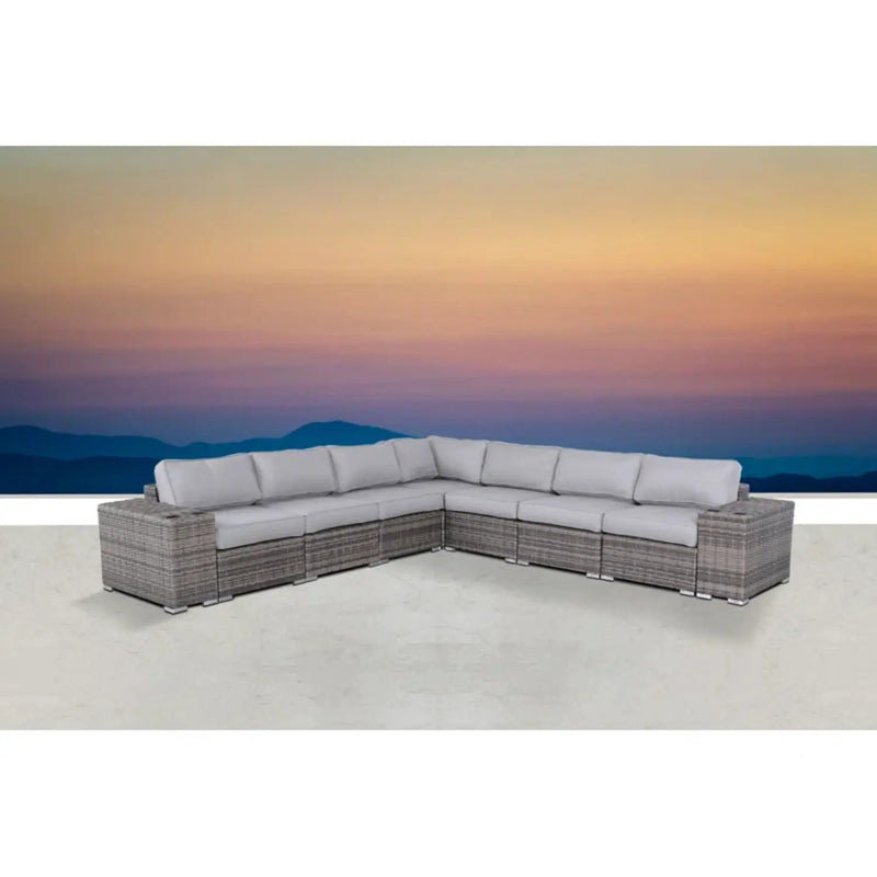 Minnesota - 9 Piece Sectional Sofa Set With Cushions - Gray Mix by Unique Piece Furniture