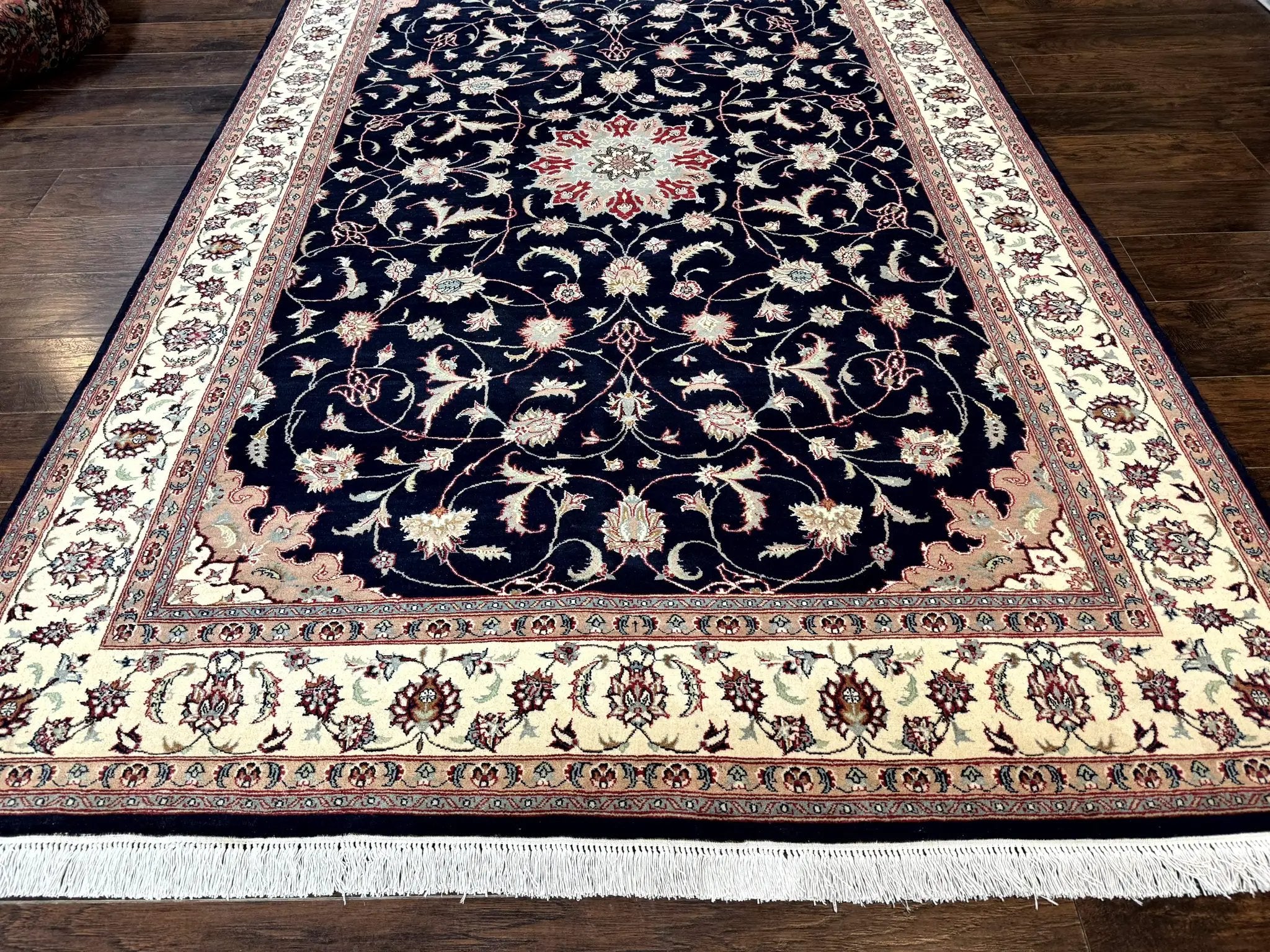 Navy Blue Pak Persian Rug 6x10, Floral Medallion, Traditional Persian Area Rug, Fine 240 KPSI by Jewel Rugs