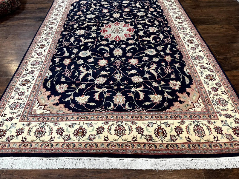 Navy Blue Pak Persian Rug 6x10, Floral Medallion, Traditional Persian Area Rug, Fine 240 KPSI by Jewel Rugs
