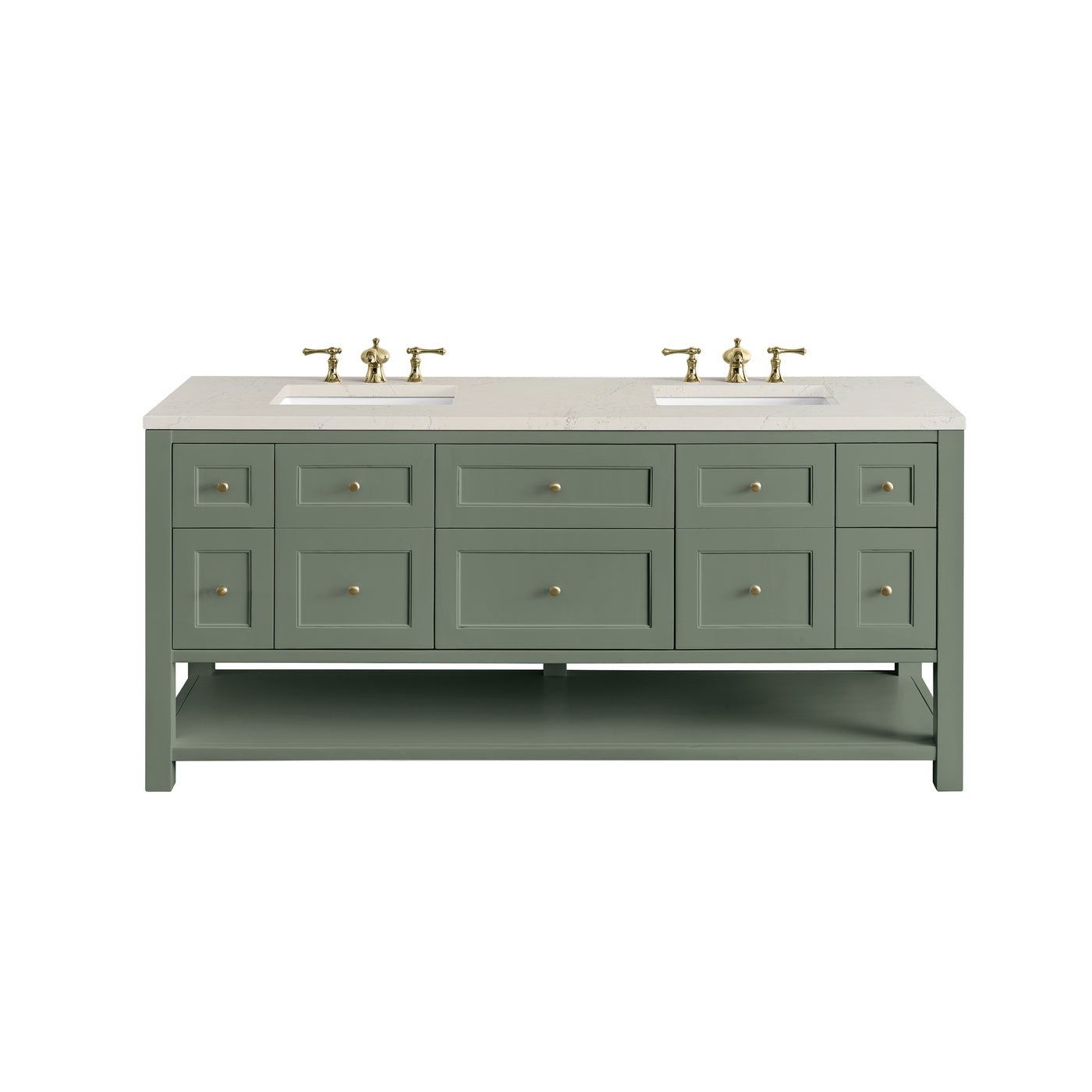 James Martin Breckenridge 72" Double Bathroom Vanity, Smokey Celadon with Siberian countertop