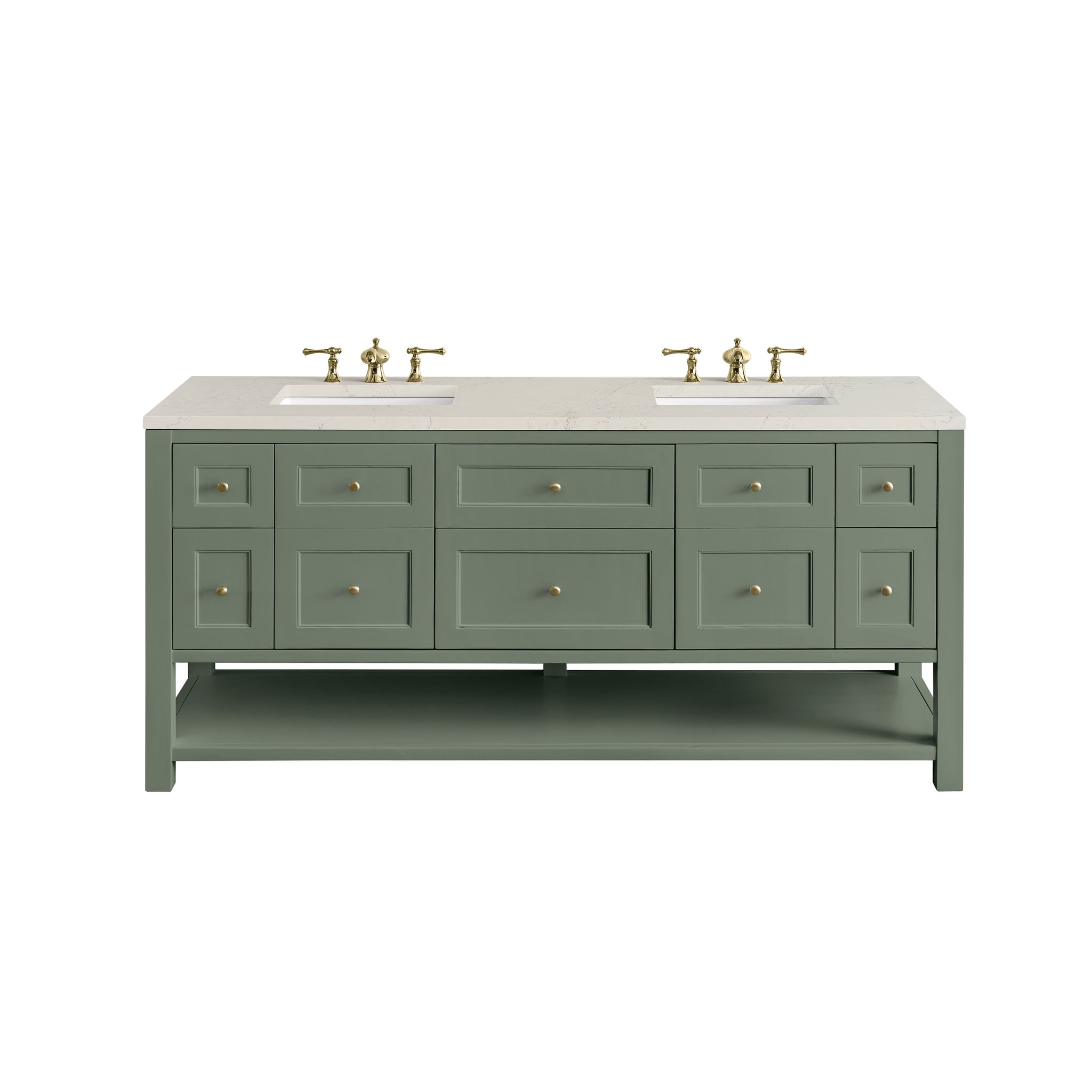 James Martin Breckenridge 72" Double Bathroom Vanity, Smokey Celadon with Siberian countertop