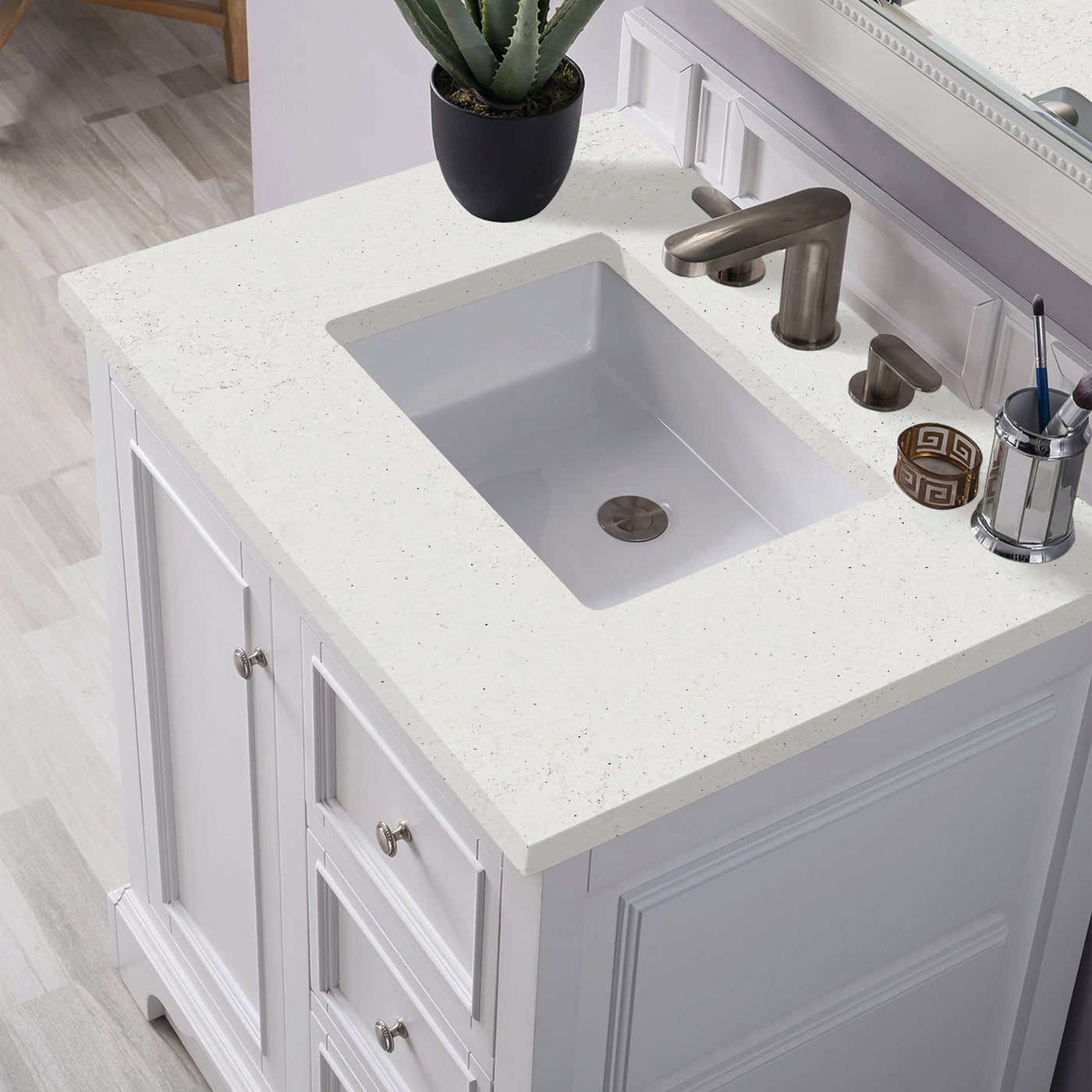 James Martin De Soto 30" Single Bathroom Vanity, Bright White with Lime Delight countertop