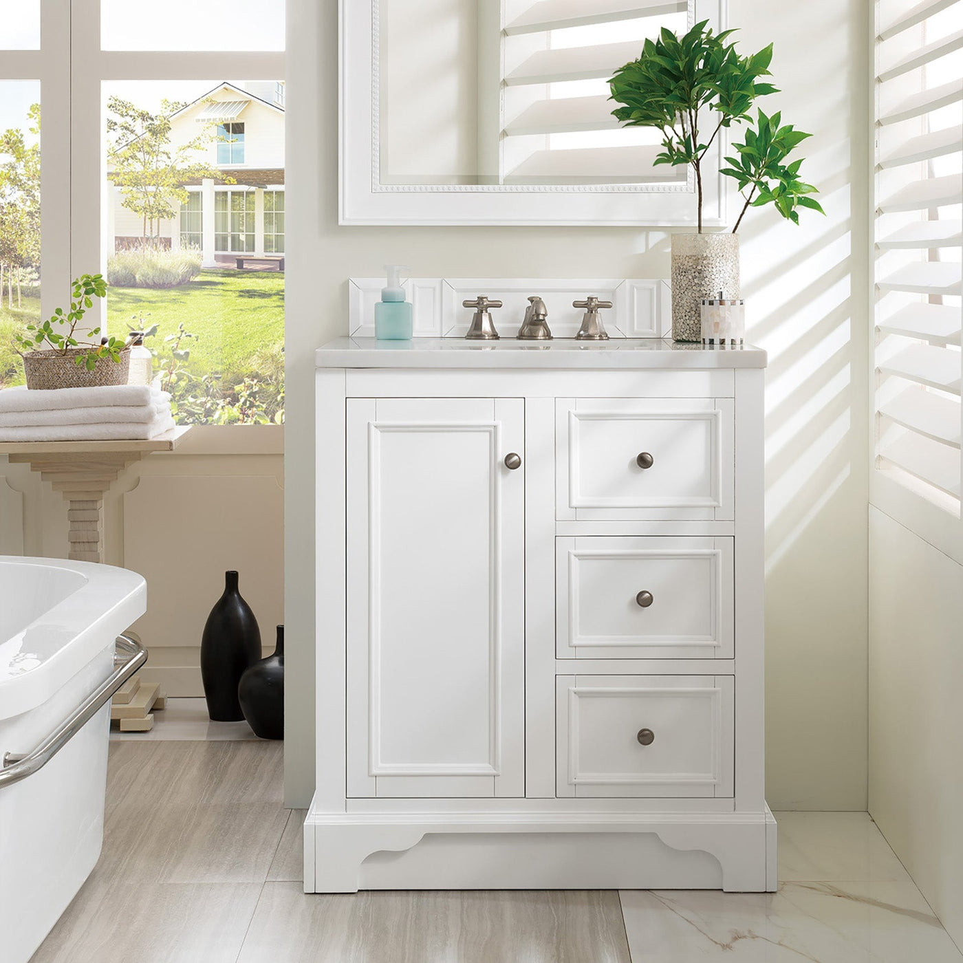 James Martin De Soto 30" Single Bathroom Vanity, Bright White, cabinet without a countertop