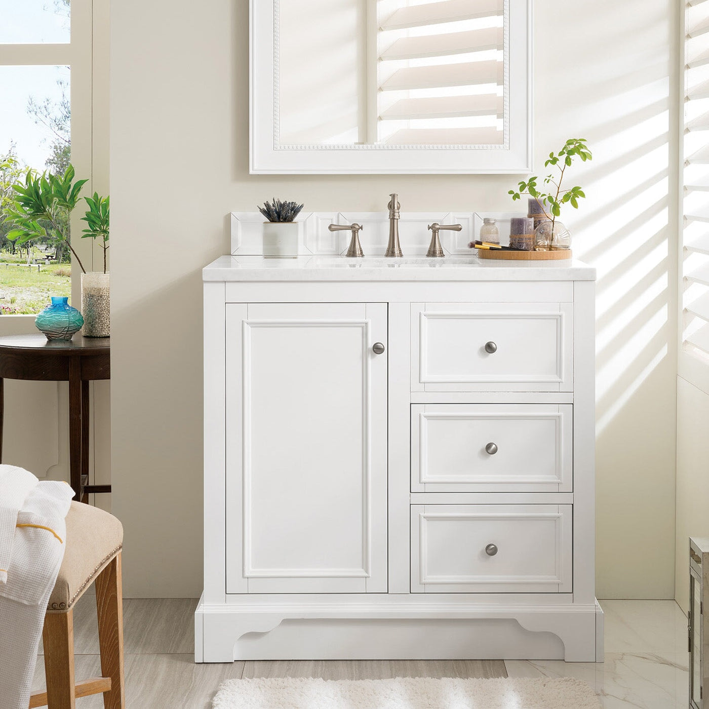 James Martin De Soto 36" Single Bathroom Vanity, Bright White, cabinet without a countertop