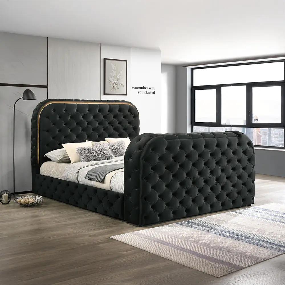 Kana - Bed With LED, Fireplace & TV Stand by Unique Piece Furniture