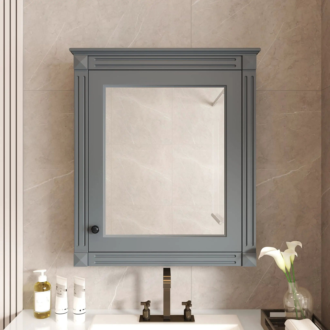 Wall Mounted Bathroom Storage Cabinet With Mirror, Medicine Cabinet With Height Adjustable Shelf by HouseOfZazla