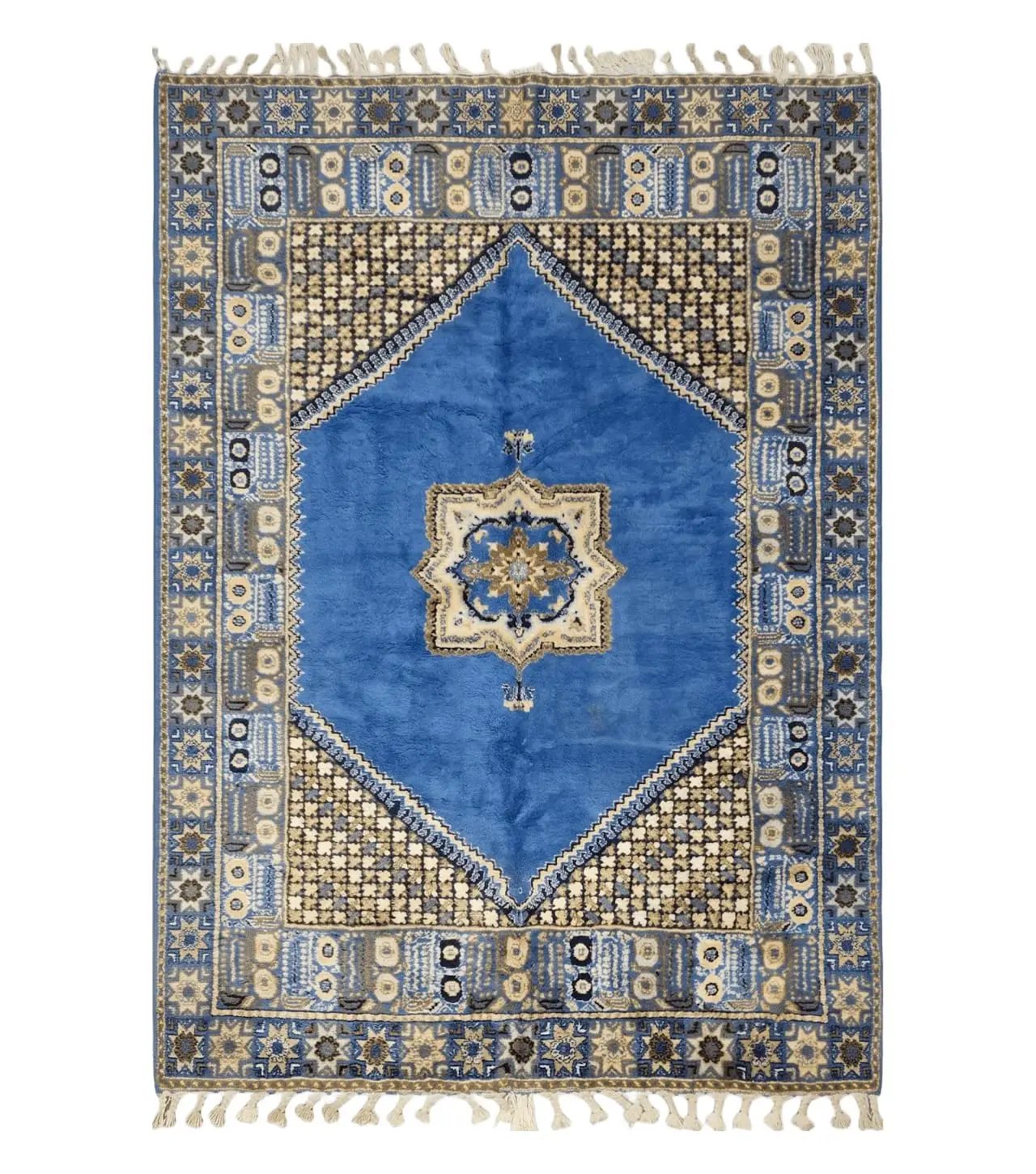 7' X 10' 5" Handmade Moroccan Urban Rabat Wool Carpet Blue Area Rug by Jewel Rugs