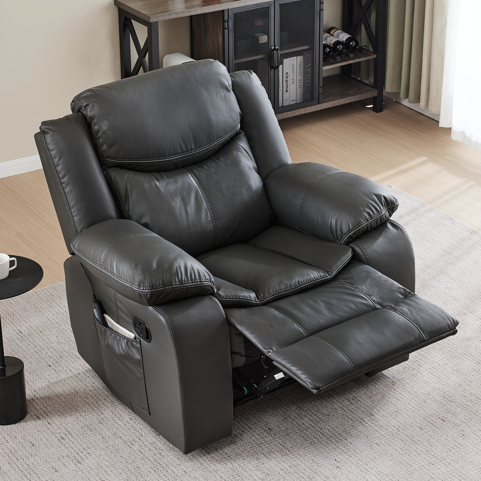 Recliner Chair With Vibration And Heating - Gray by HouseOfZazla