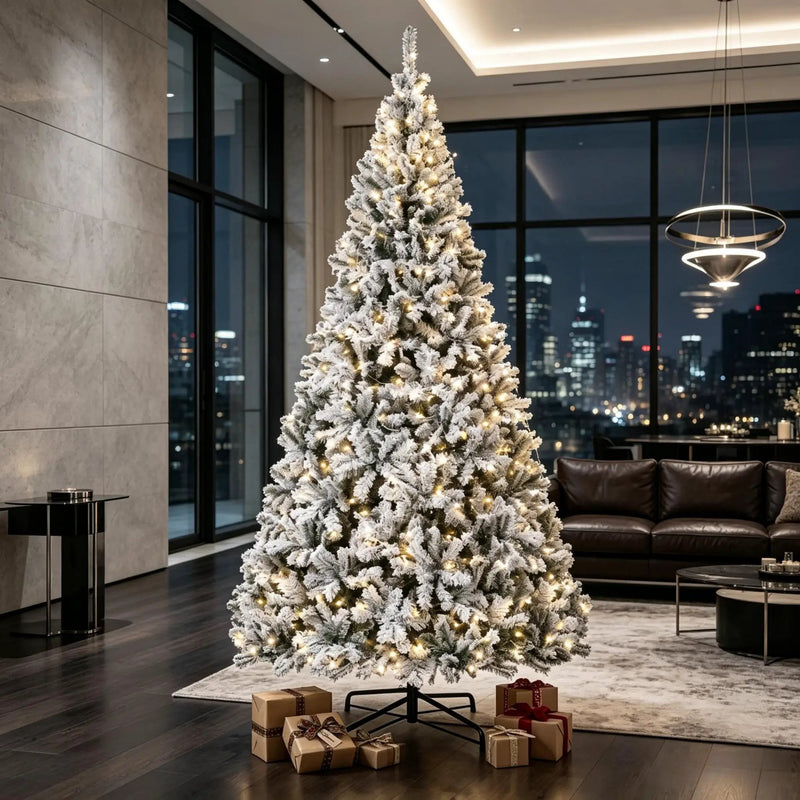 9 Ft Pre-Lit Flocked Fraser Fir Artificial Christmas Tree by HouseOfZazla