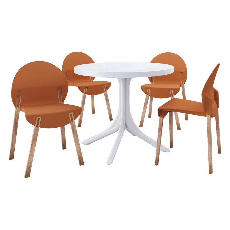 4 Piece Set Of Single Chairs, Traditional Elements With Round Table by HouseOfZazla