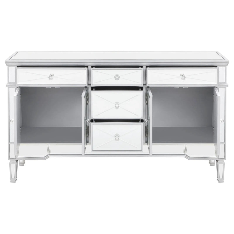 Duchess 5-drawer Mirrored Storage Accent Cabinet Silver by Unique Piece Furniture