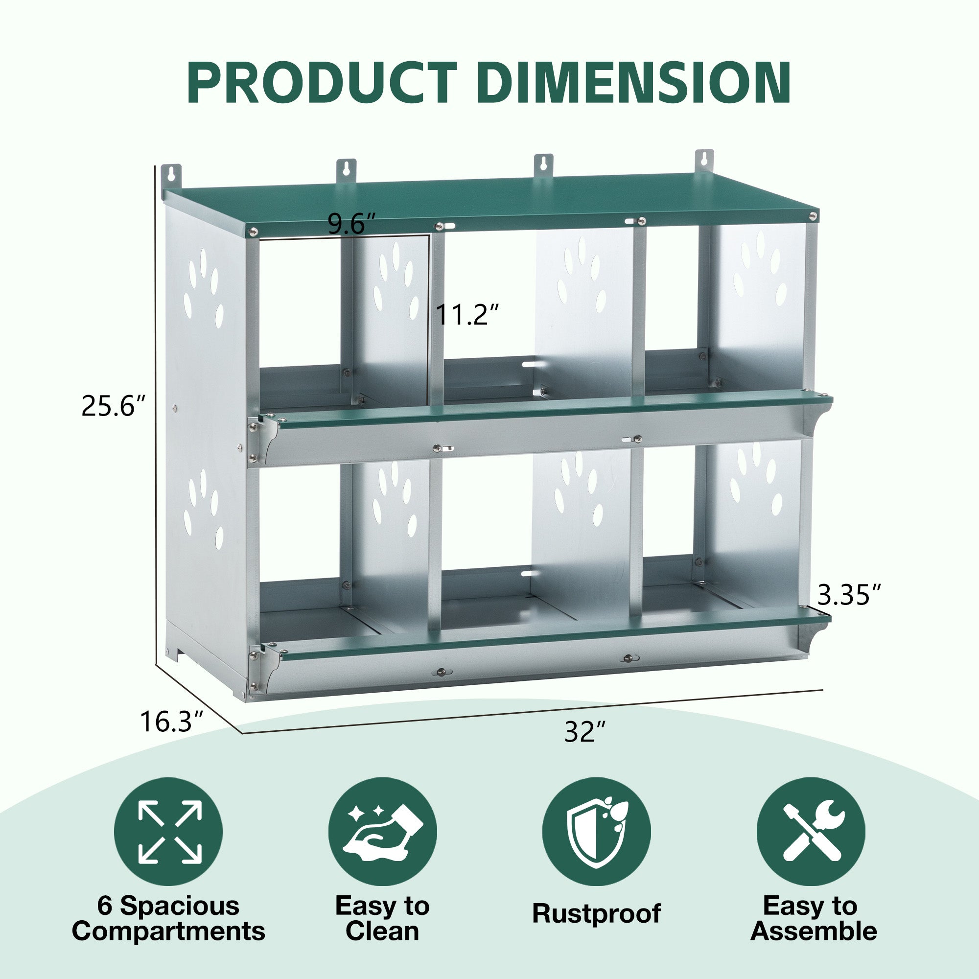 Chicken Nesting Box, 6 Room Metal Nesting Boxes for Chicken by HouseOfZazla