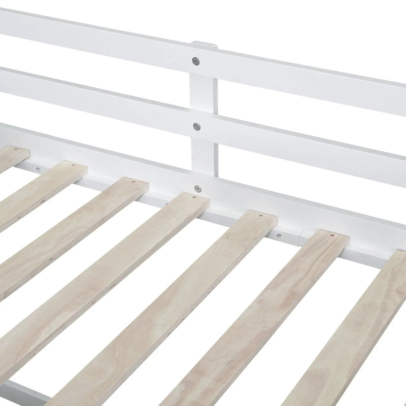 Low Loft Bed With Rolling Desk, Shelf And Drawers by HouseOfZazla