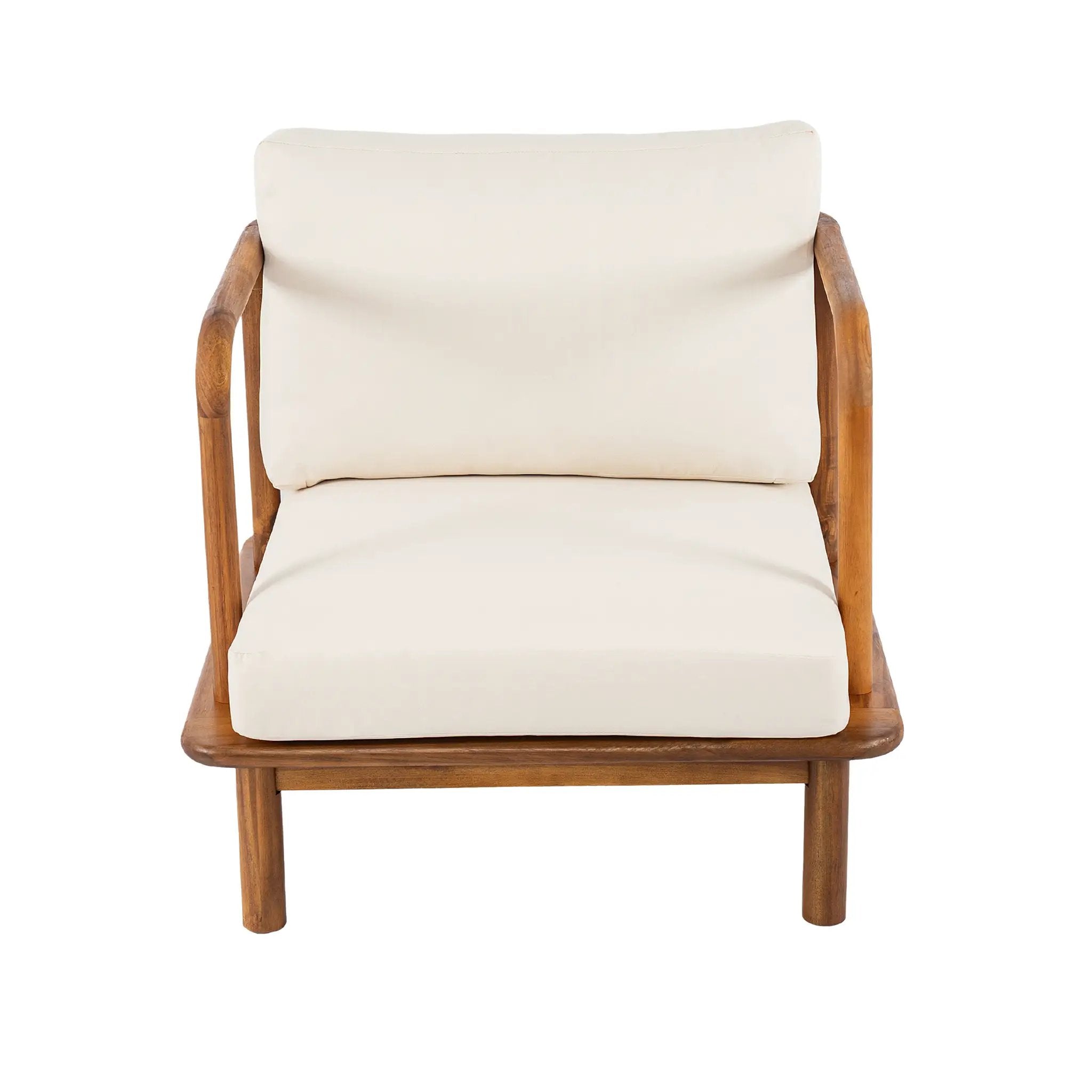 Canape 4-Pieces Acacia Conversation Set with Cream Cushion, Teak by HouseOfZazla