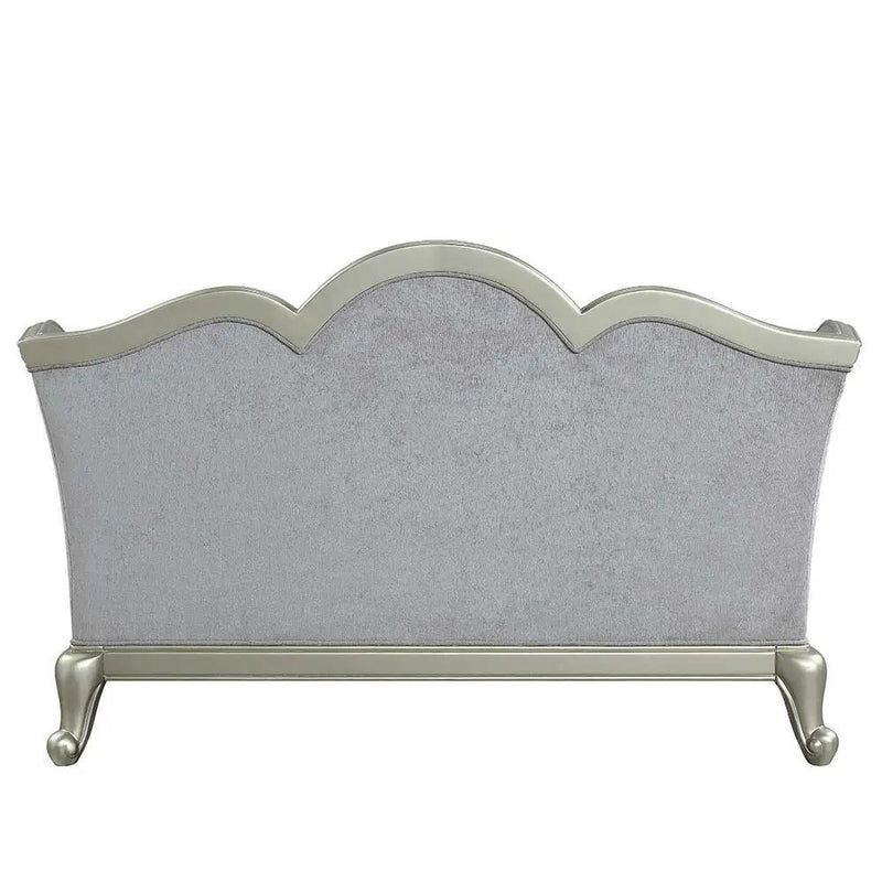 Qunsia - Loveseat With 4 Pillows - Light Gray Linen & Champagne by Unique Piece Furniture