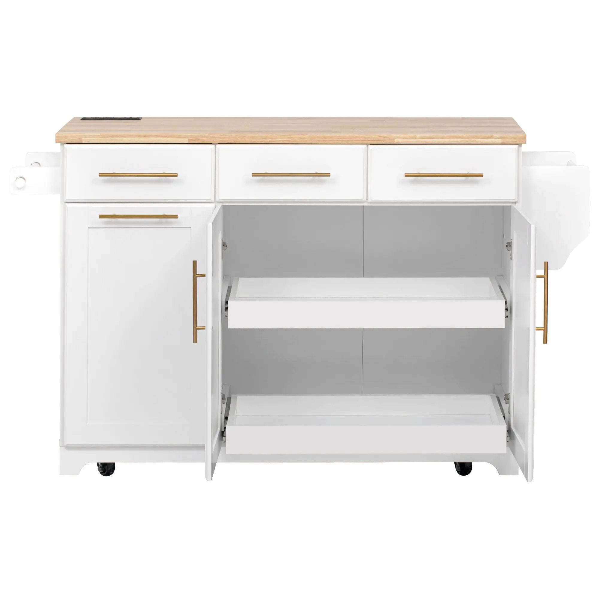 K&K 59.3" Kitchen Island with Storage & Rolling Cart by HouseOfZazla