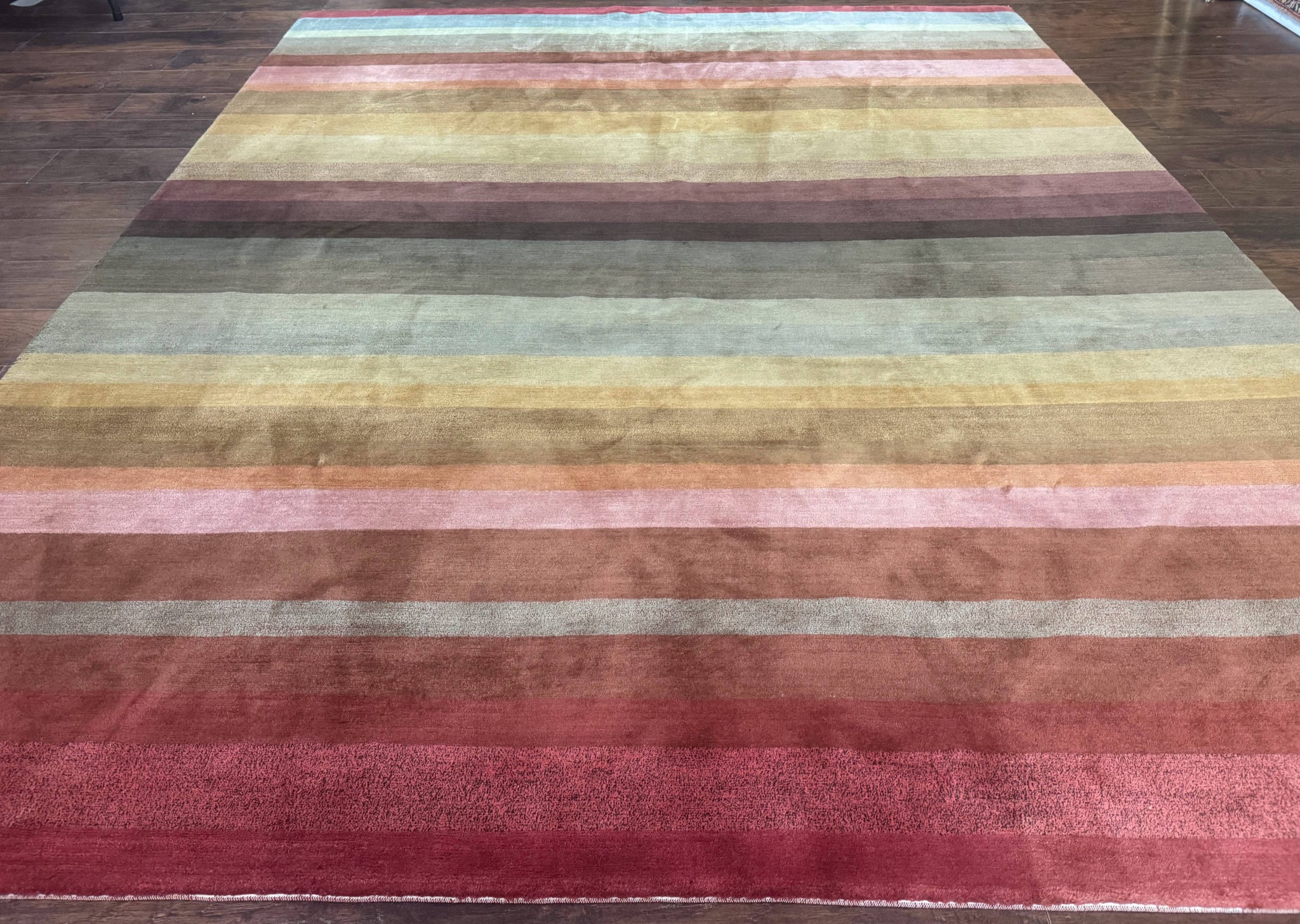 Modern Persian Gabbeh Rug 8x10, Multicolor Stripes, Soft Thick Wool Pile by Jewel Rugs