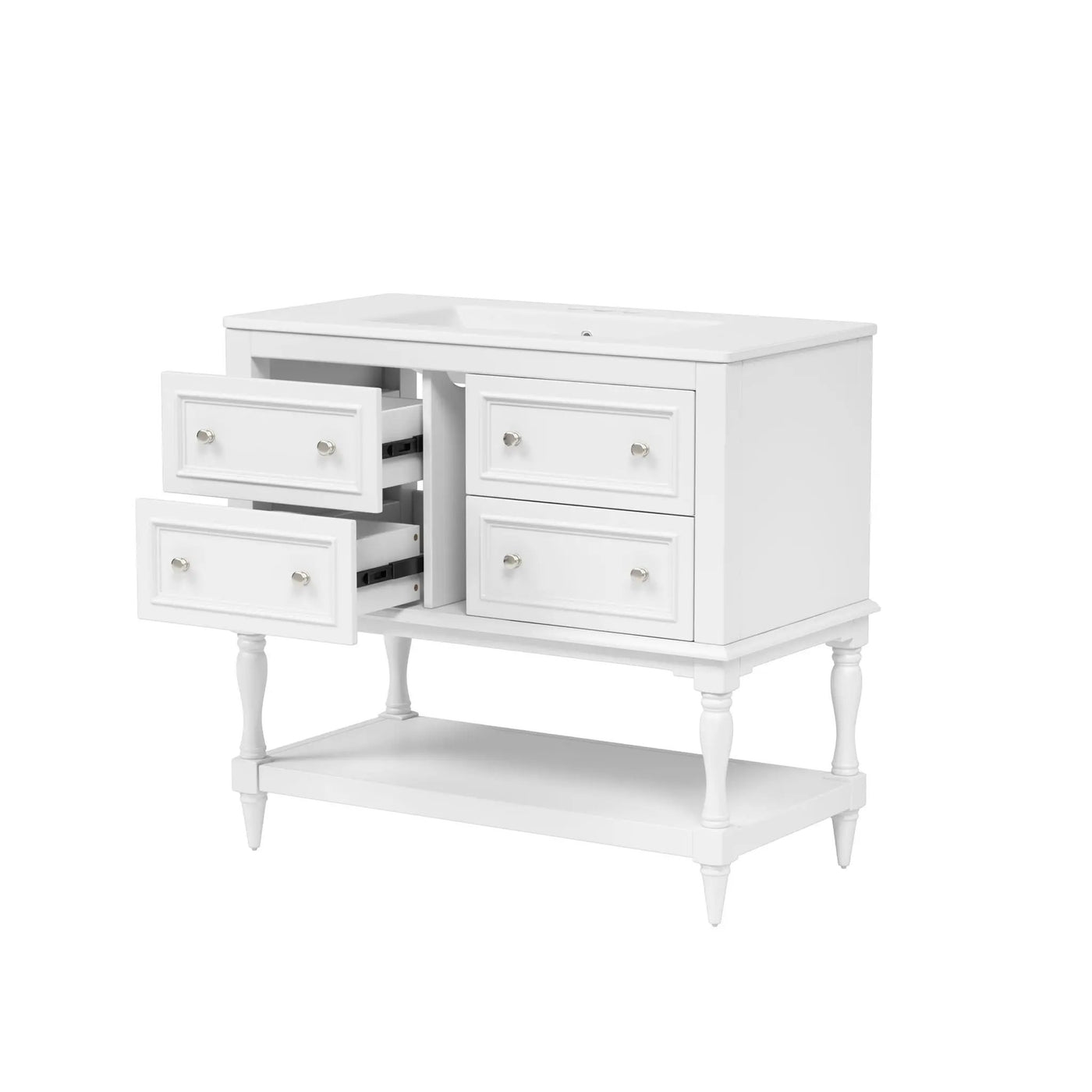 Bathroom Vanity With Medicine Cabinet, Storage Cabinet With 4 Drawers, Adjustable Shelf Mirror by HouseOfZazla