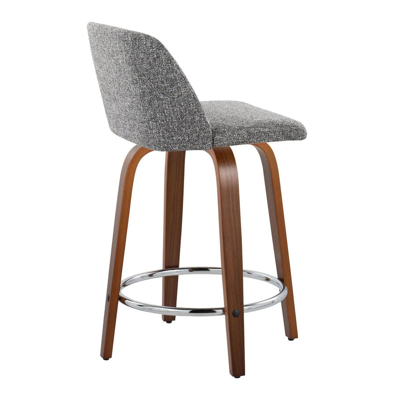 Toriano - Mid Century Modern Fixed Height Counter Stool With Swivel With Round Footrest (Set of 2) by HouseOfZazla