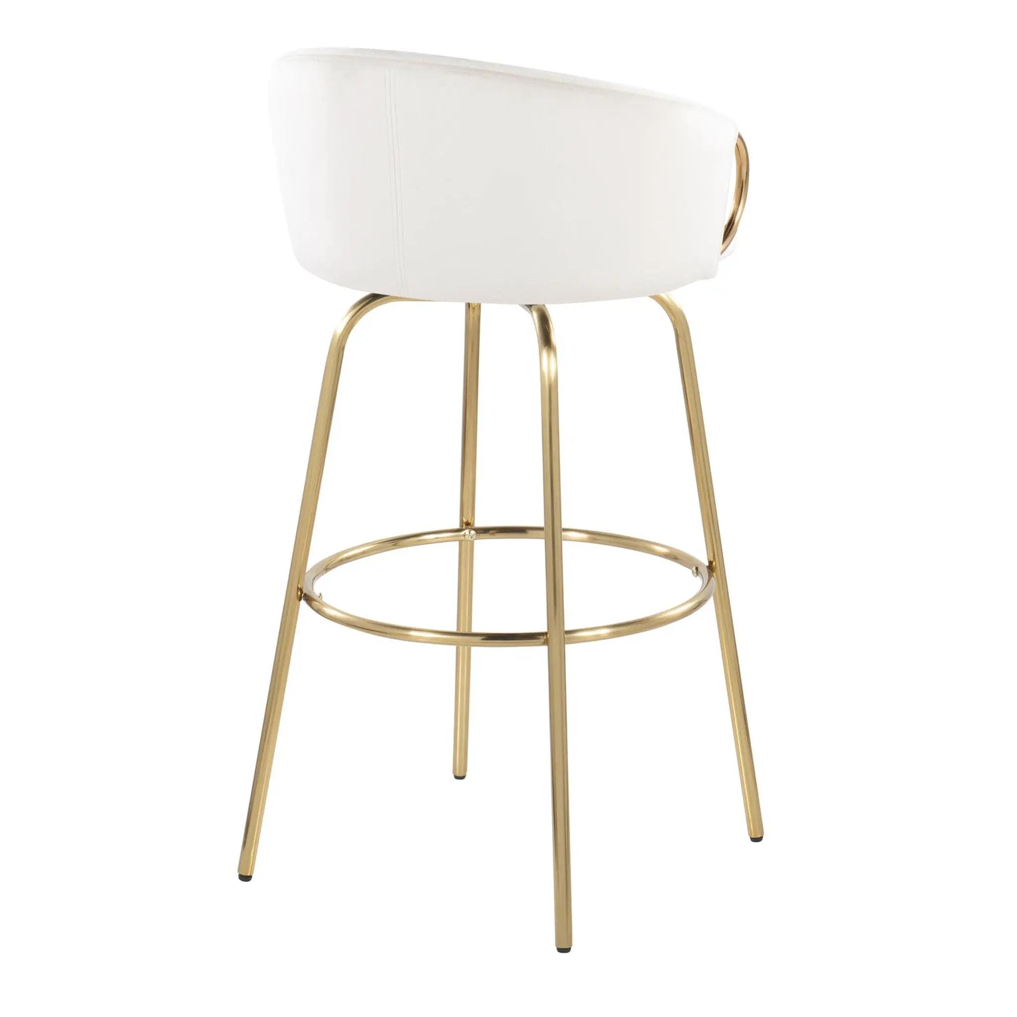 Claire - Contemporary / Glam Fixed Height Bar Stool (Set of 2) Round Footrest (Set of 2) by HouseOfZazla
