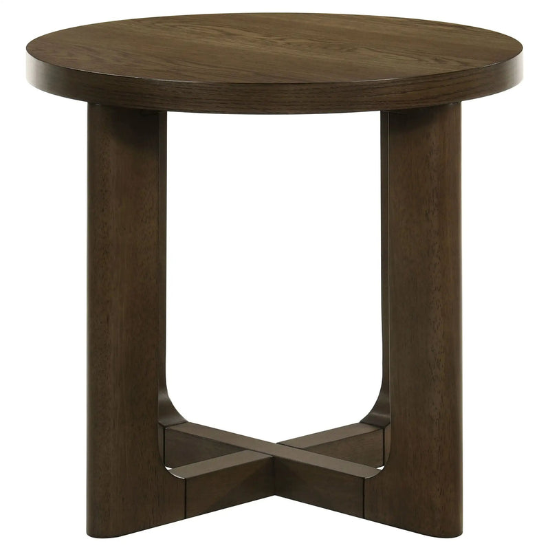 Kessler 2-piece Round Sculptural Wood Coffee Table Set Brown by Unique Piece Furniture