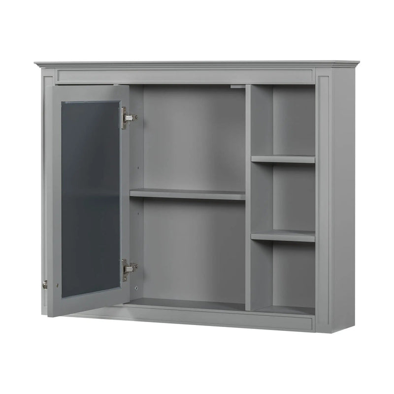 Wall Mounted Medicine Cabinet With Mirror, Storage Cabinet Featuring 6 Open Shelves And Adjustable Interior by Unique Piece Furniture
