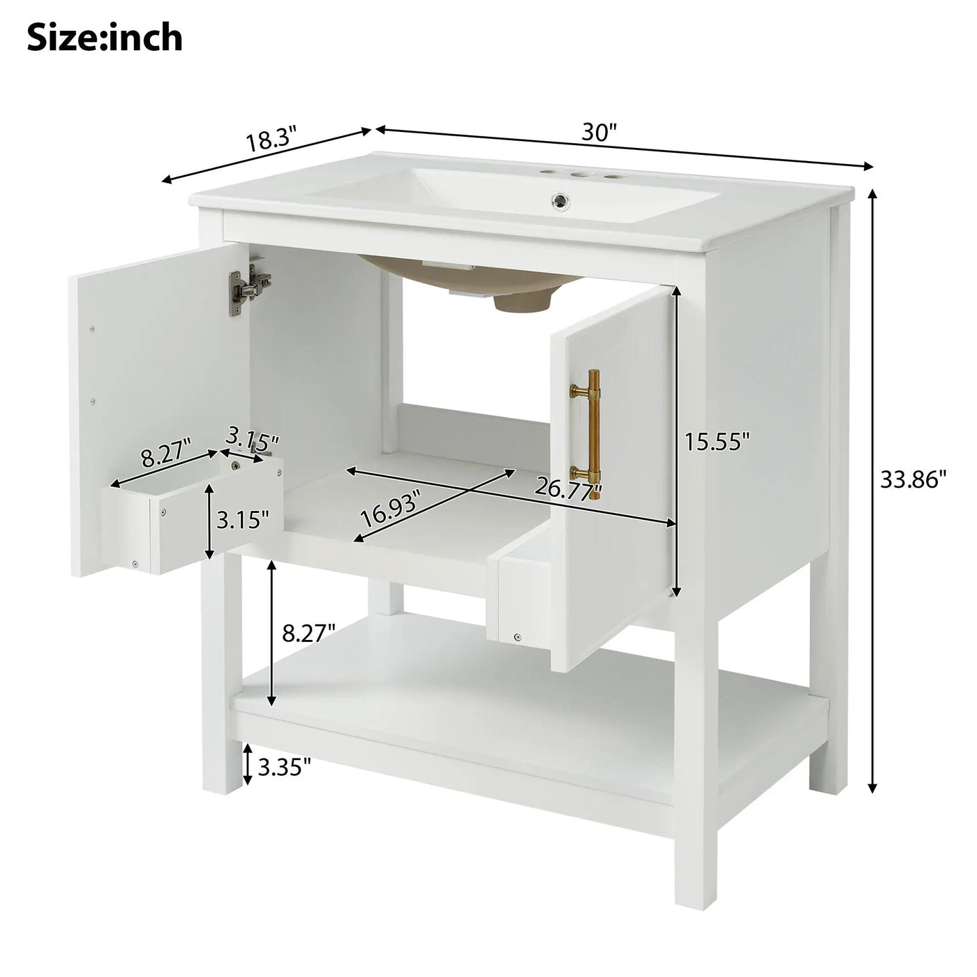 Elegant Bathroom Vanity With Ceramic Sink And Versatile Storage by Unique Piece Furniture