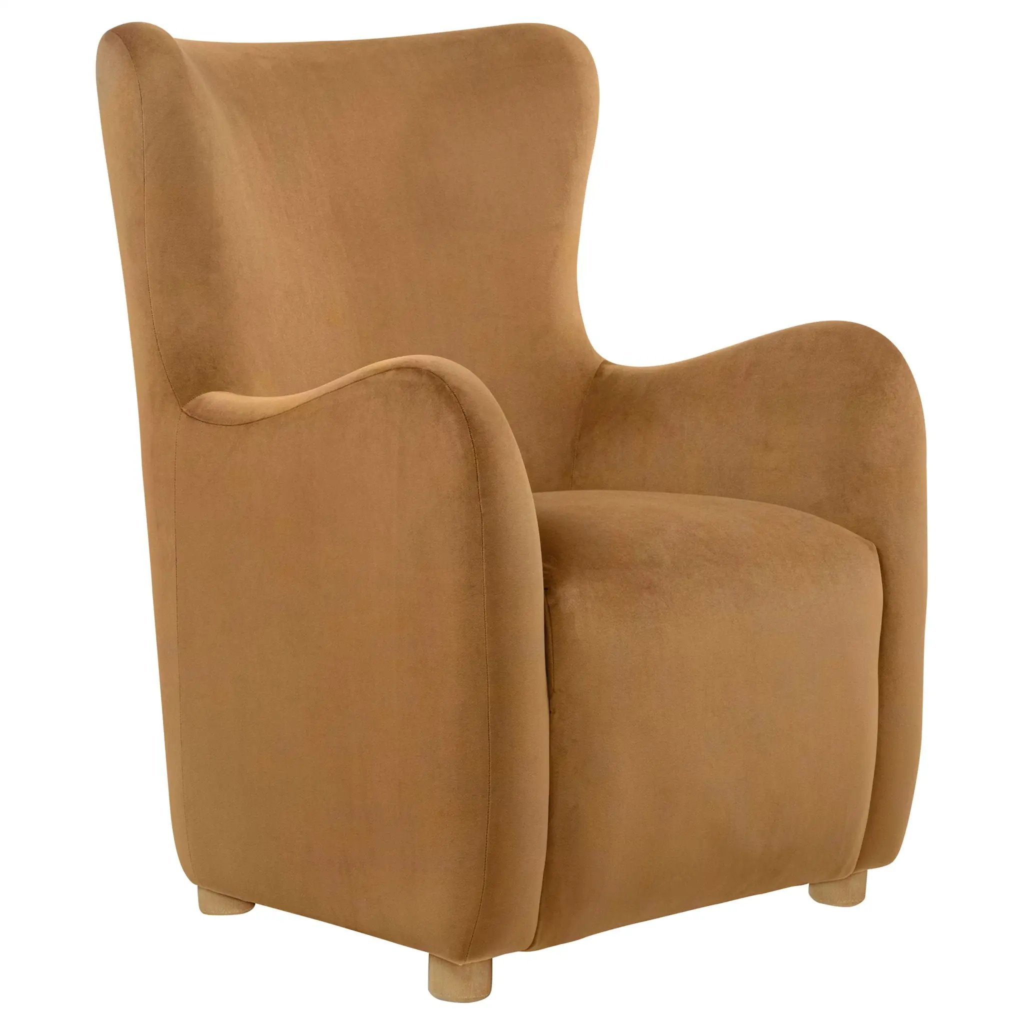 Thornton Velvet Upholstered Wingback Lounge Accent Chair Cognac by Unique Piece Furniture