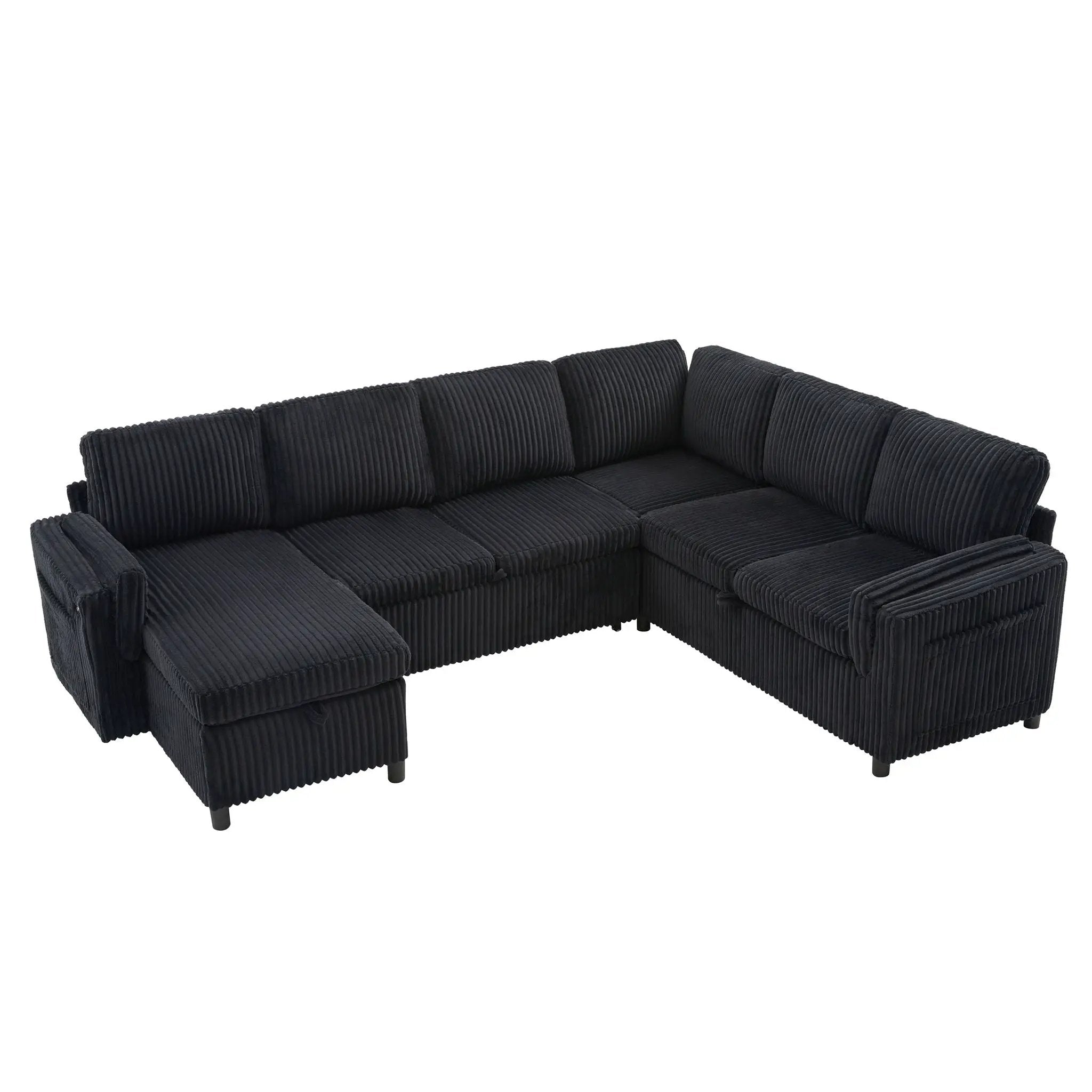 Convertible U-Shaped Sectional Sofa Bed With USB Ports And Storage by HouseOfZazla