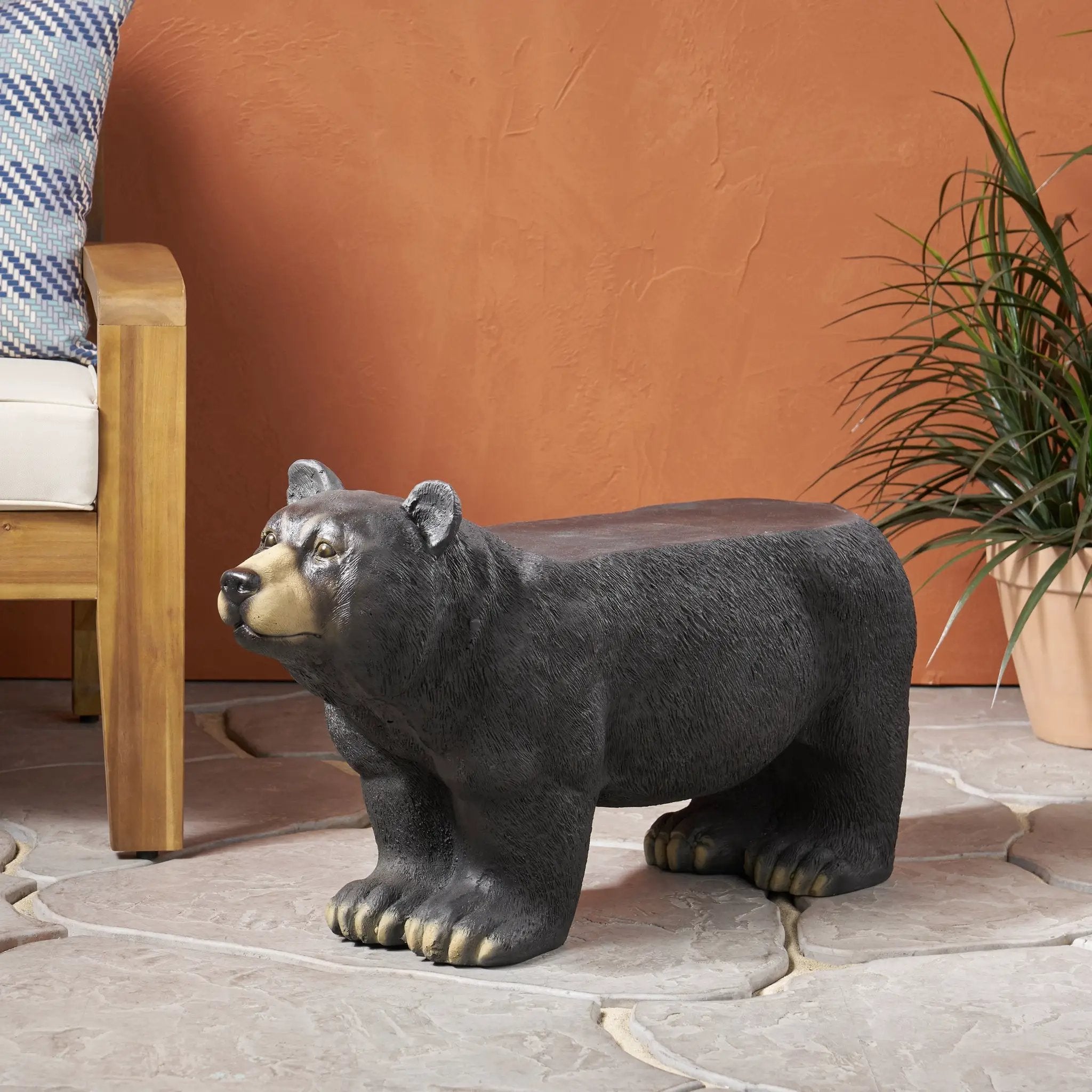 MGO Bear Bench, Concrete Outdoor Bench, Matte Black by HouseOfZazla