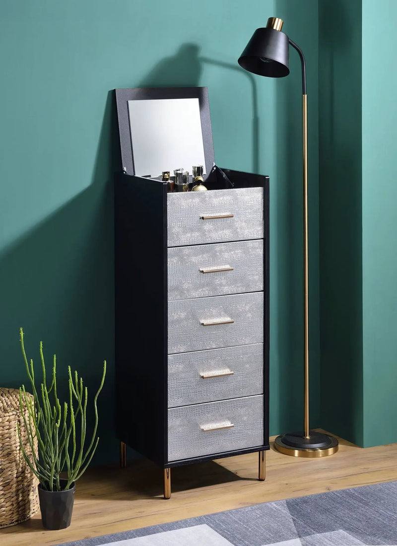 Myles - Jewelry Armoire - Black / Silver / Gold by Unique Piece Furniture