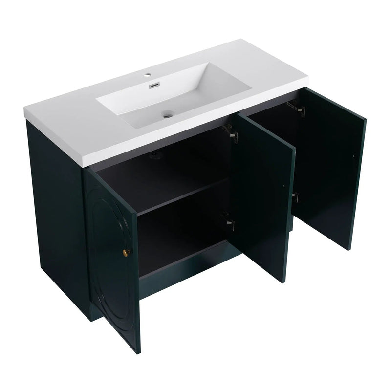 Contemporary Freestanding Bathroom Vanity With Resin Sink & Soft-Close Cabinet Doors by HouseOfZazla