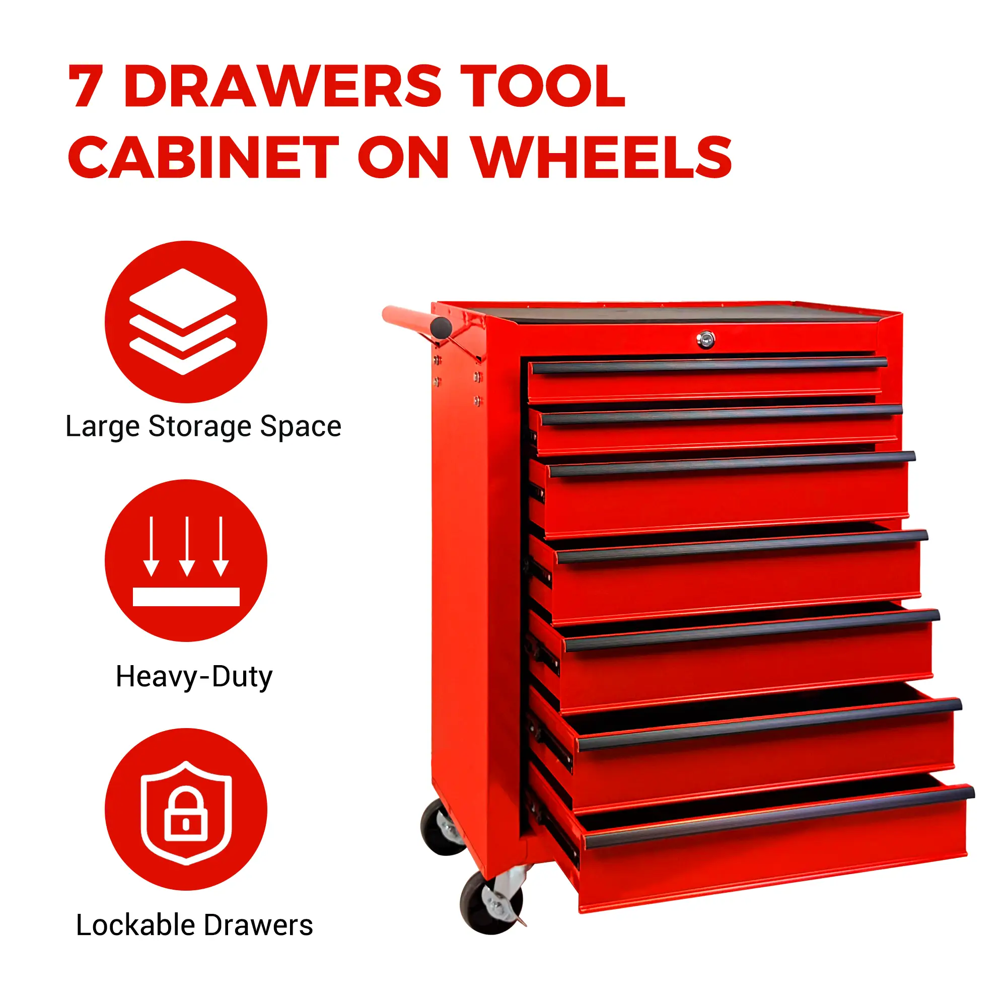 Rolling Metal Tool Chest with 7 Drawers - 20" Steel Cabinet by HouseOfZazla