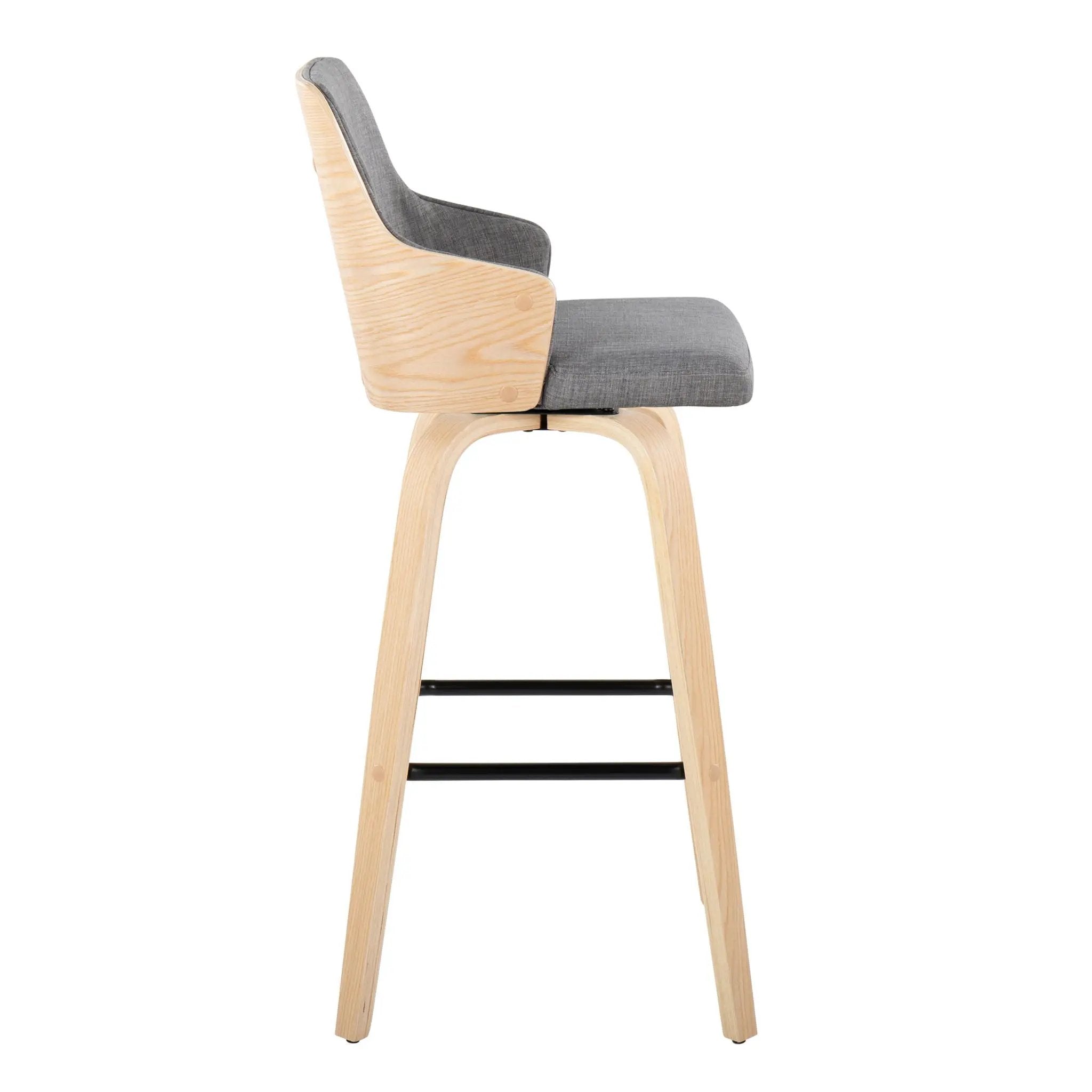 Stella - Contemporary Fixed Height Barstool With Swivel Square Footrest (Set of 2) by Unique Piece Furniture