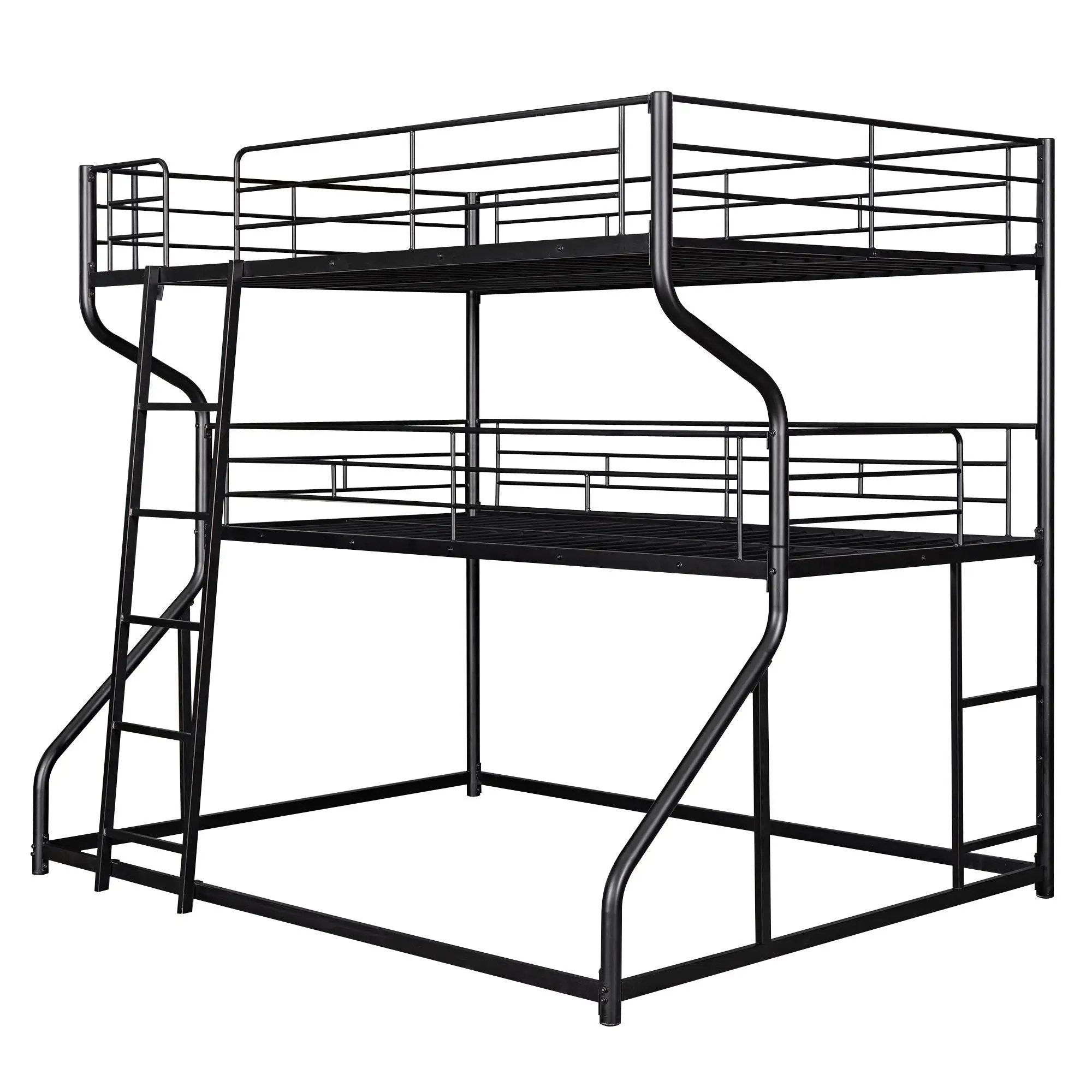 Industrial Triple Bunk Bed With Dual Ladders Frame, Space Saving Design by HouseOfZazla