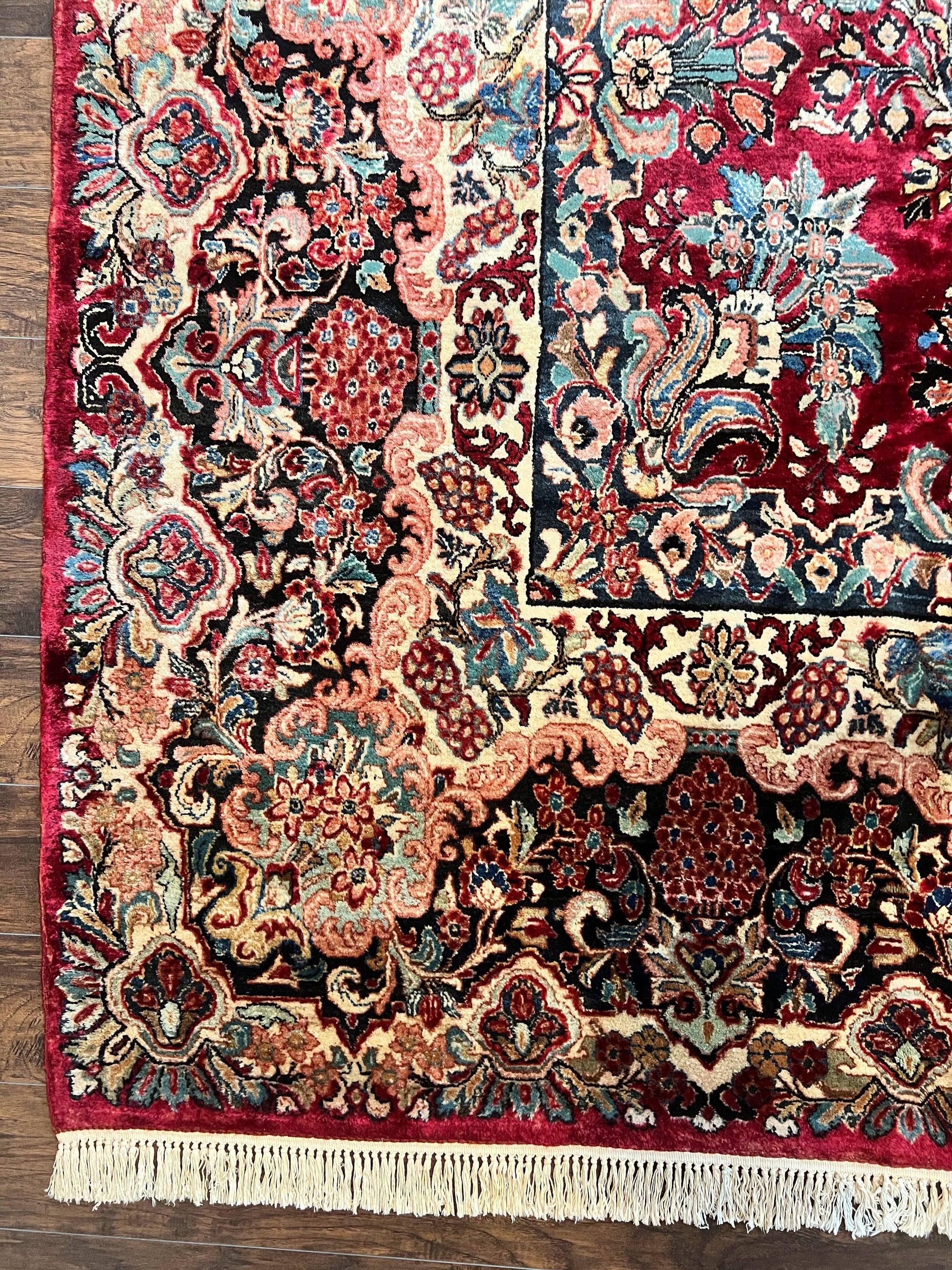 Persian Sarouk Rug 12x17, Wool Hand Knotted Antique Carpet, Dark Red, Traditional Floral Oriental Rug, 12 x 17 Extra Large Handmade Rug by Jewel Rugs