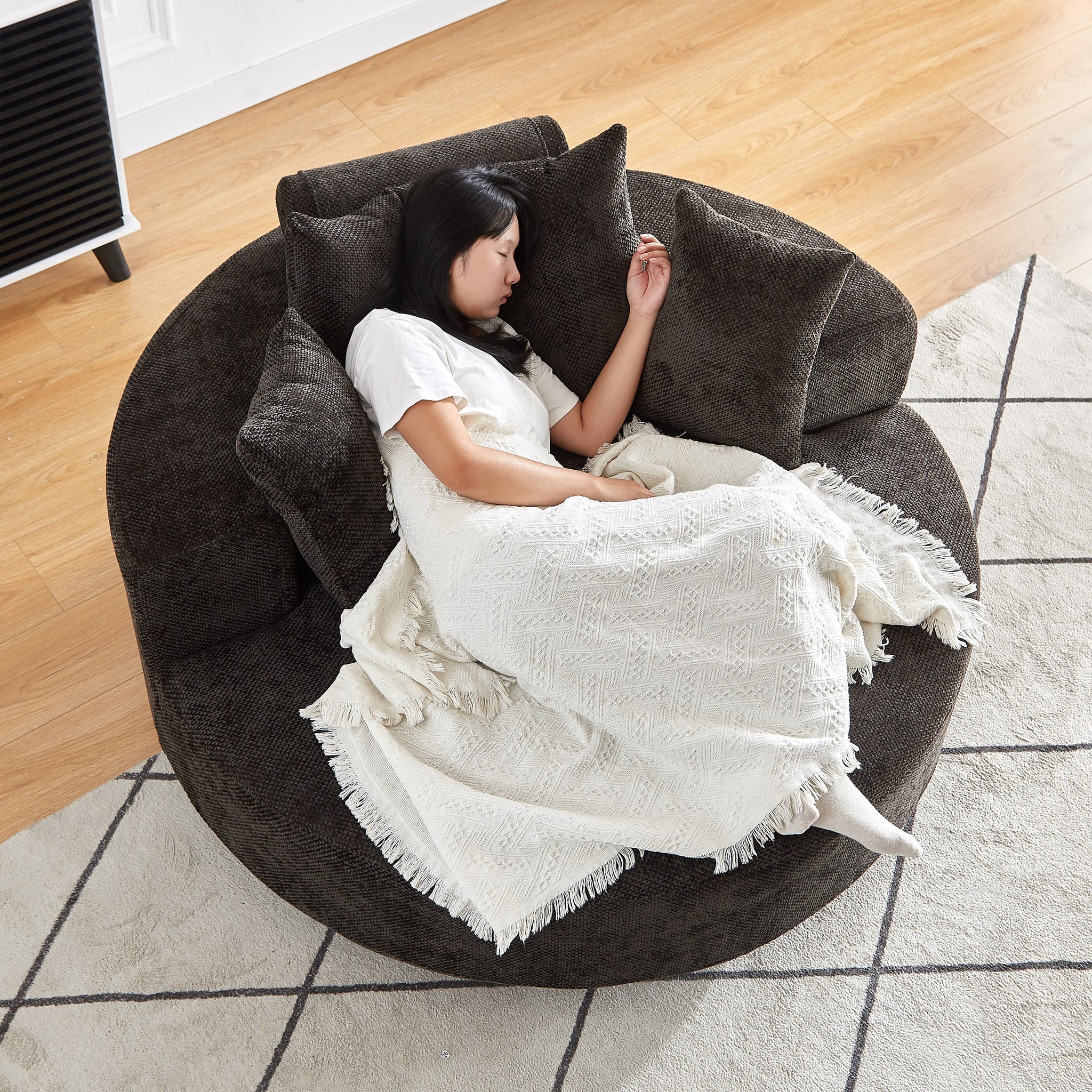55'' Chenille Foam Single Swivel Chair by HouseOfZazla