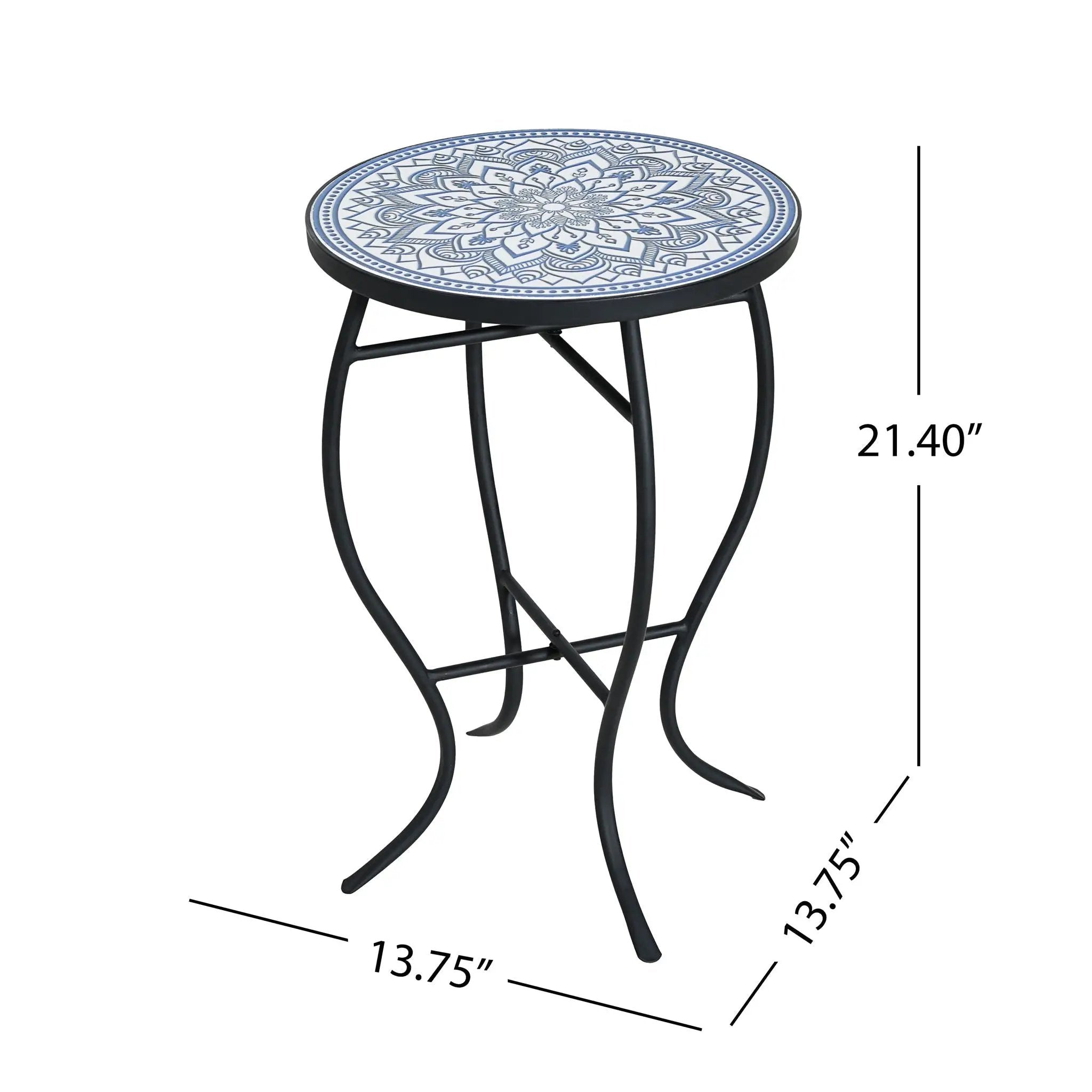 Outdoor Round Side Table With Mosaic Style Top And Curved Iron Legs by HouseOfZazla