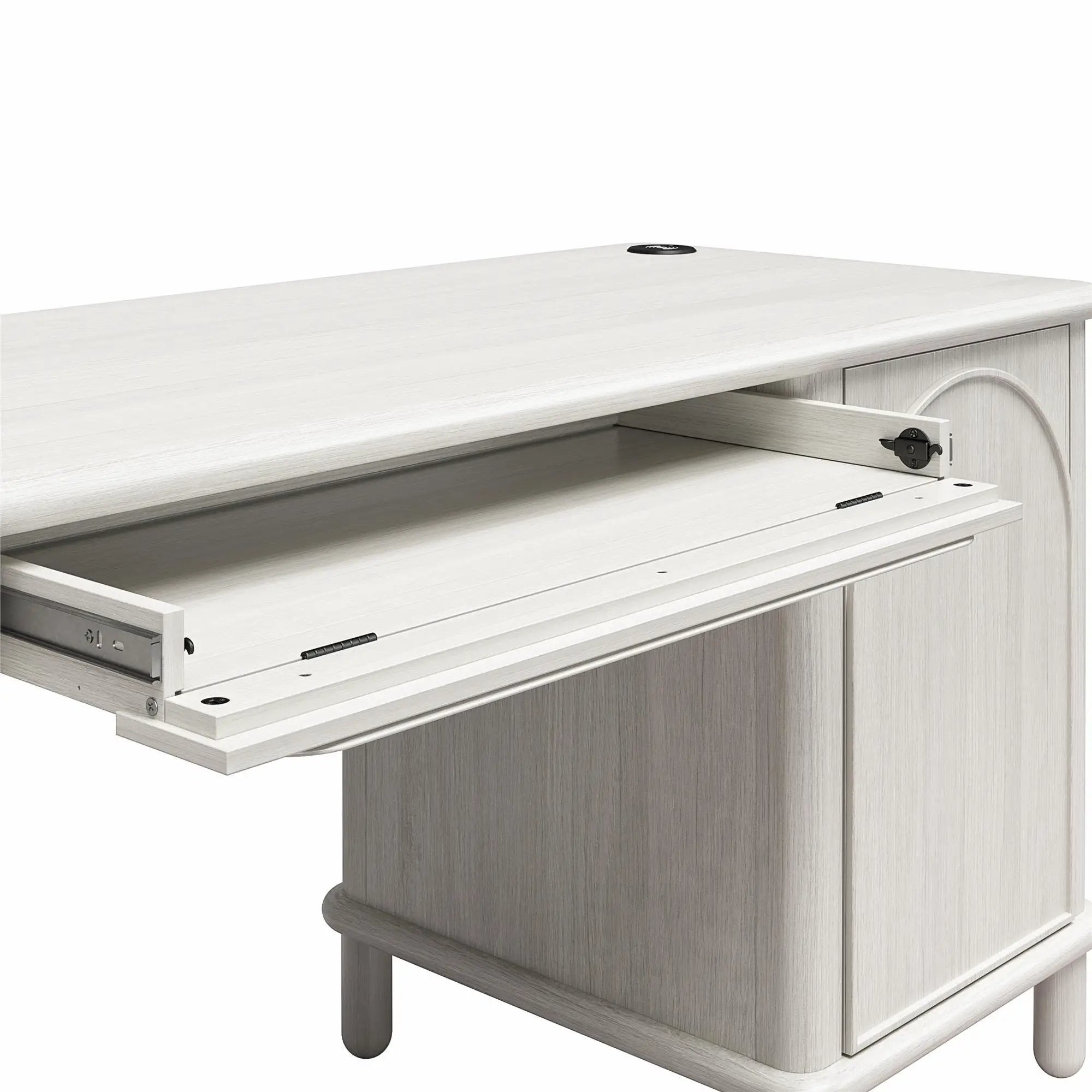 Selena - Double Pedestal Desk - Rustic White by HouseOfZazla