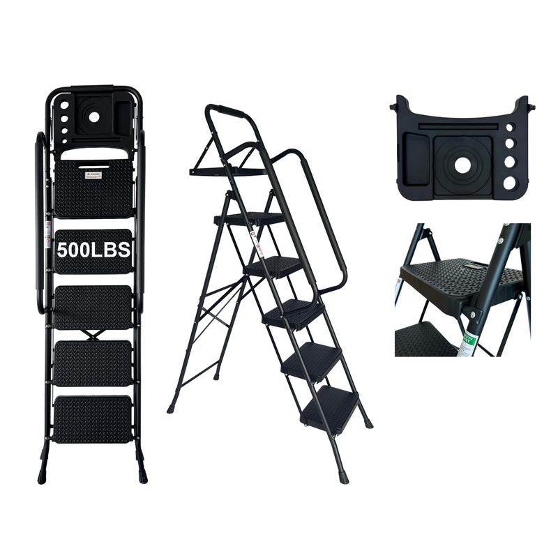 Folding Step Ladder with Wide Anti-Slip Pedal by HouseOfZazla