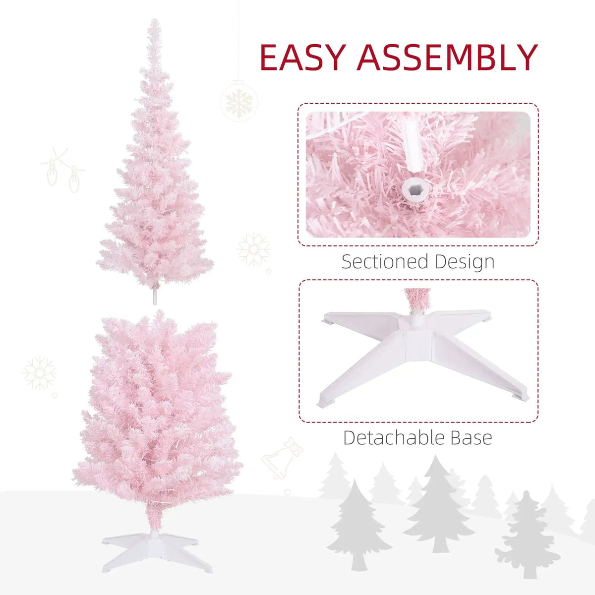 Pink 5ft Pencil Christmas Tree by HouseOfZazla
