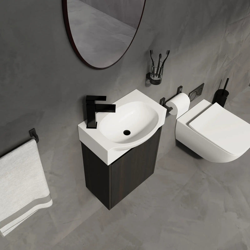 Modern Bathroom Vanity With Ceramic Basin, Wall Mounted Floating Sink Combo, Storage Cabinet by HouseOfZazla
