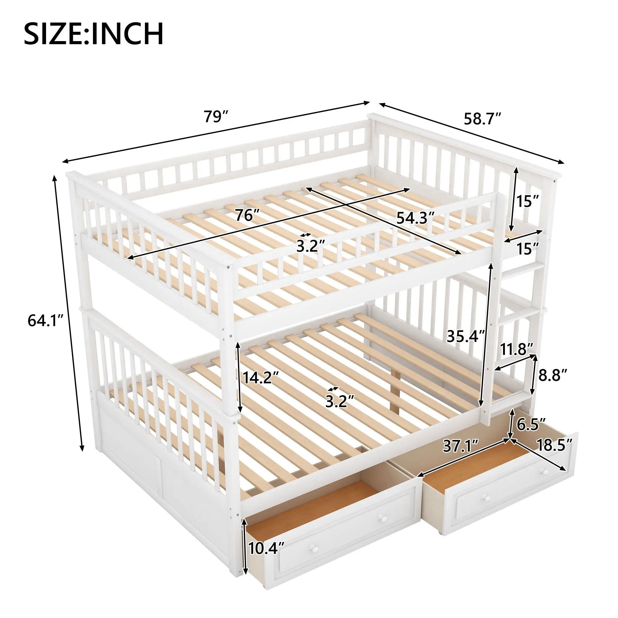 Bunk Bed With Drawers, Convertible Design by HouseOfZazla