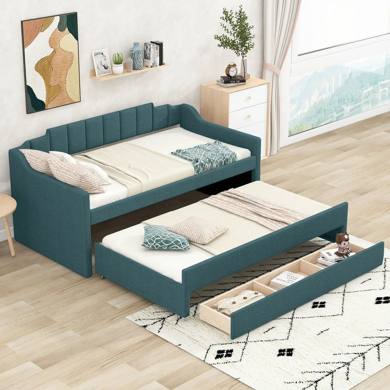 Upholstered Simple Design Daybed With Trundle And 3 Drawers by Unique Piece Furniture